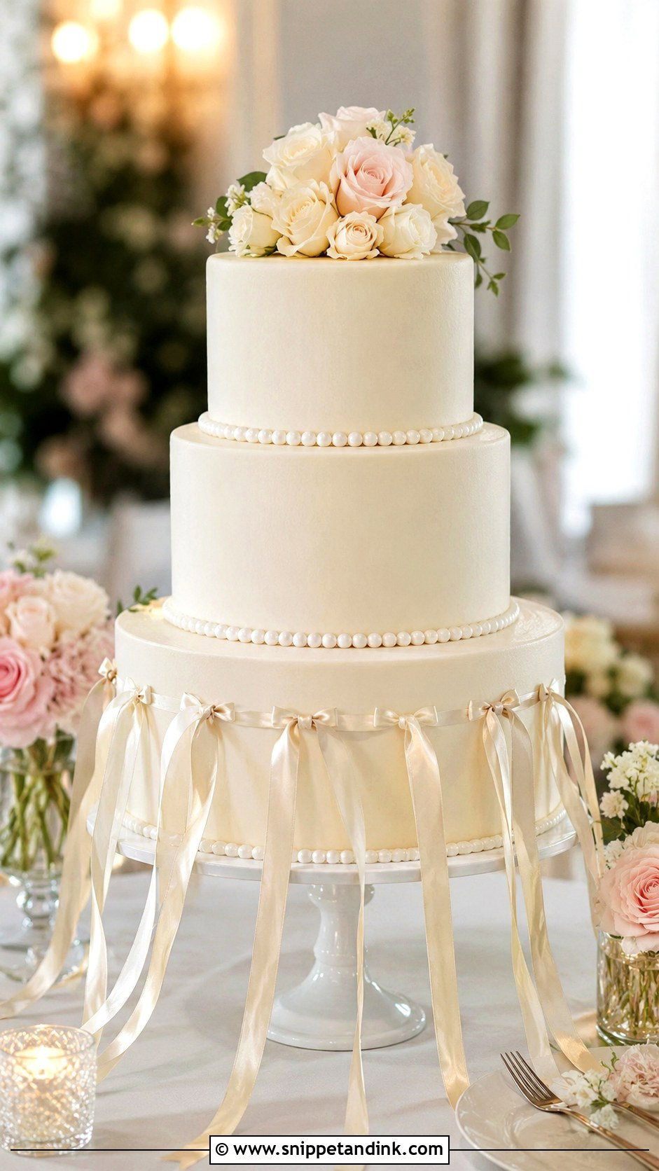 Wedding Cake With Ribbon Pulls - Snippet and Ink - 20 Charm Cake Ideas for Wedding