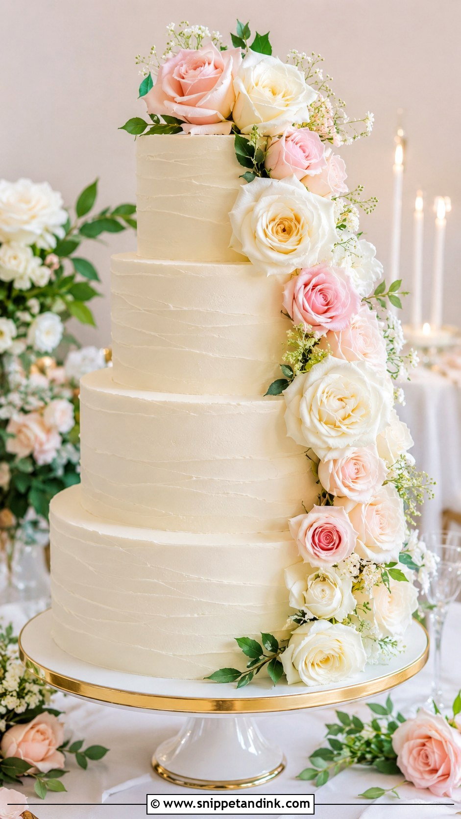 Wedding Cake With Roses - Snippet and Ink - 20 Classical Wedding Cake Ideas