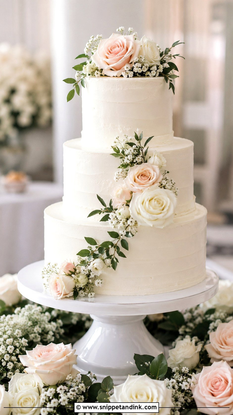 Wedding Cake With Roses - Snippet and Ink - 20 Classic Wedding Cake Ideas
