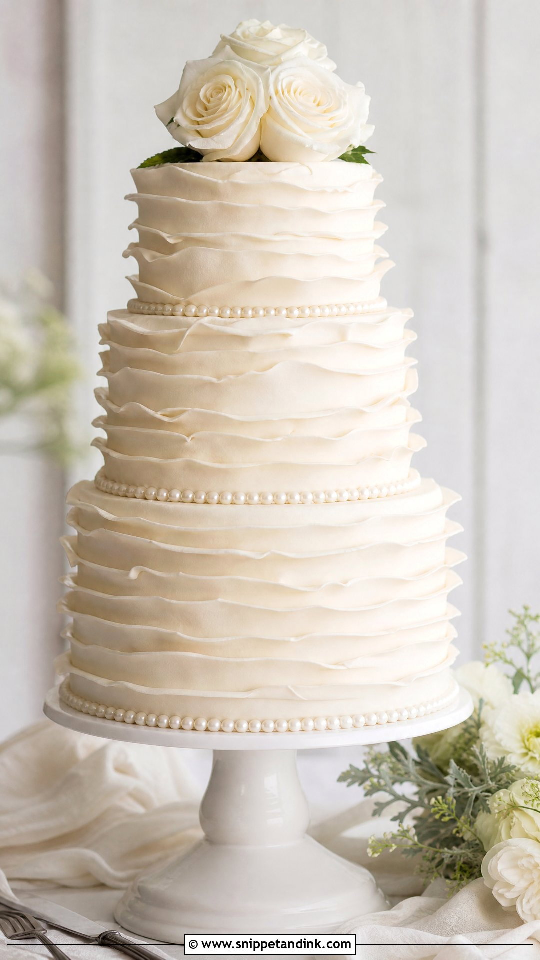 Wedding Cake With Ruffles - Snippet and Ink - 25 Traditional Wedding Cake Ideas
