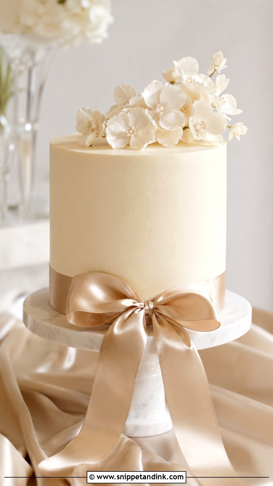 Wedding Cake With Satin Bow - Snippet and Ink - 25 Simple Wedding Cake Decoration Ideas