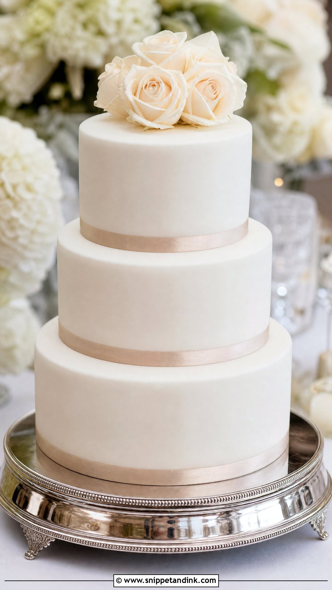 Wedding Cake With Satin Ribbon - Snippet and Ink - 25 Traditional Wedding Cake Ideas