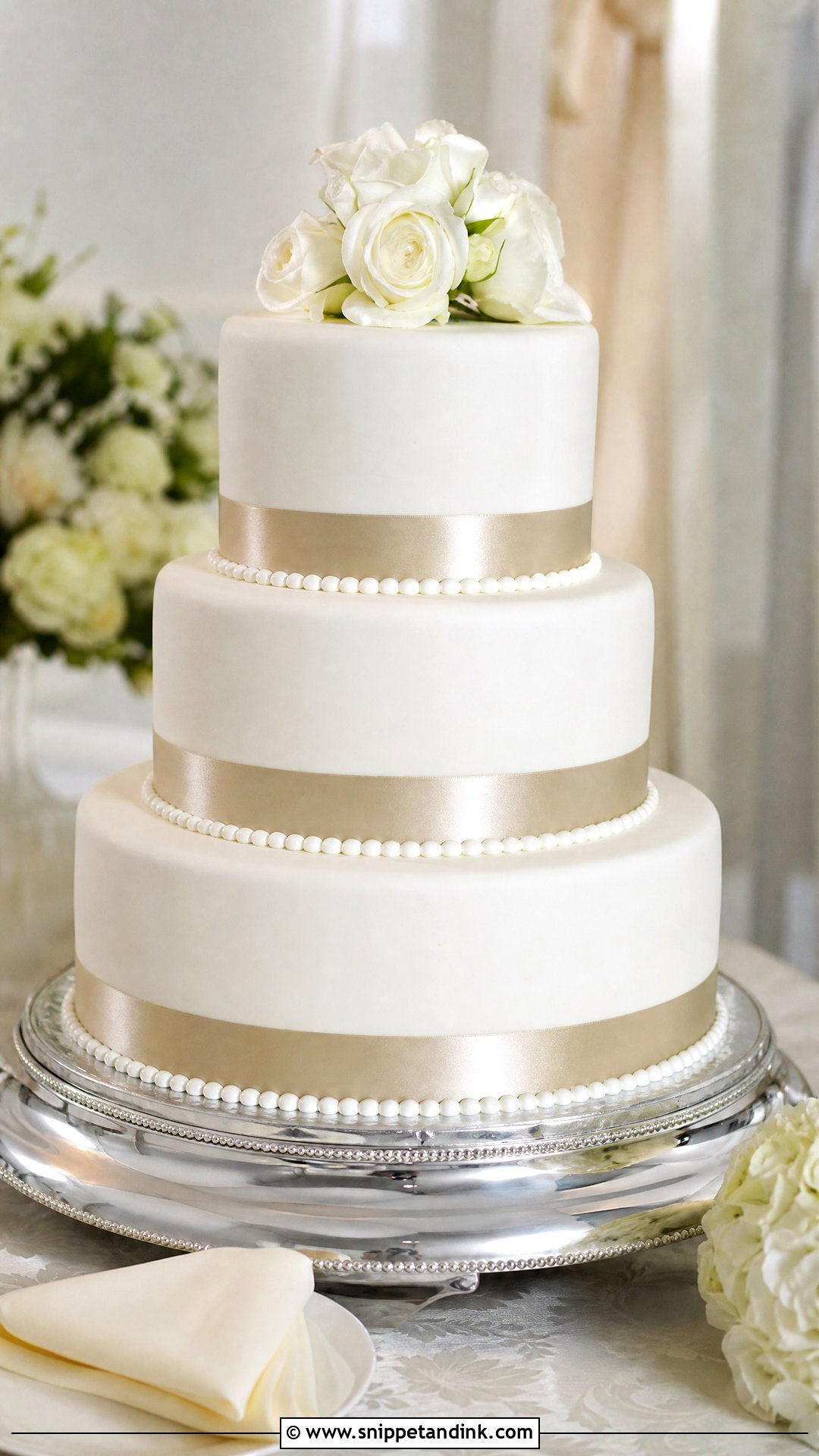 Wedding Cake With Satin Ribbon - Snippet and Ink - 20 Traditional Wedding Cakes