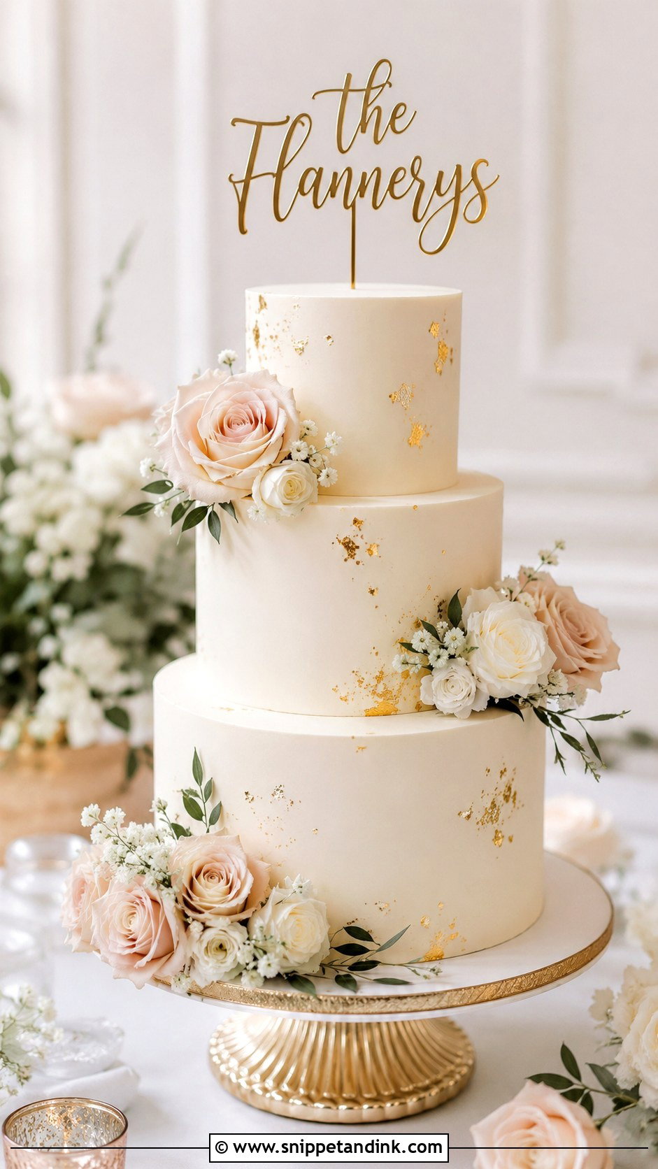 Wedding Cake With Script Topper - Snippet and Ink - 25 Wedding Cake Ideas with Writing