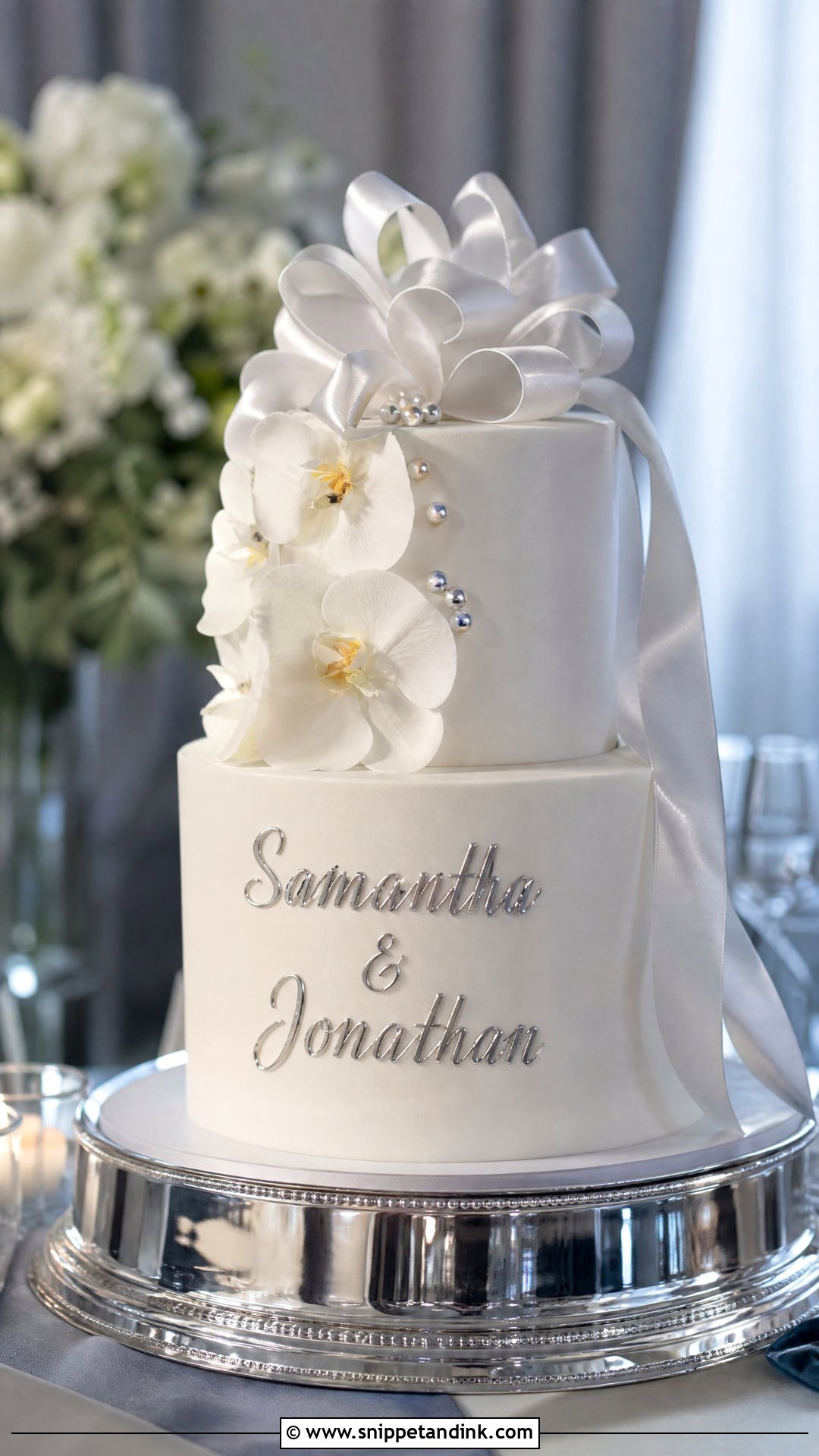 Wedding Cake With Silver Names - Snippet and Ink - 20 Write Name on Cake Ideas for Wedding