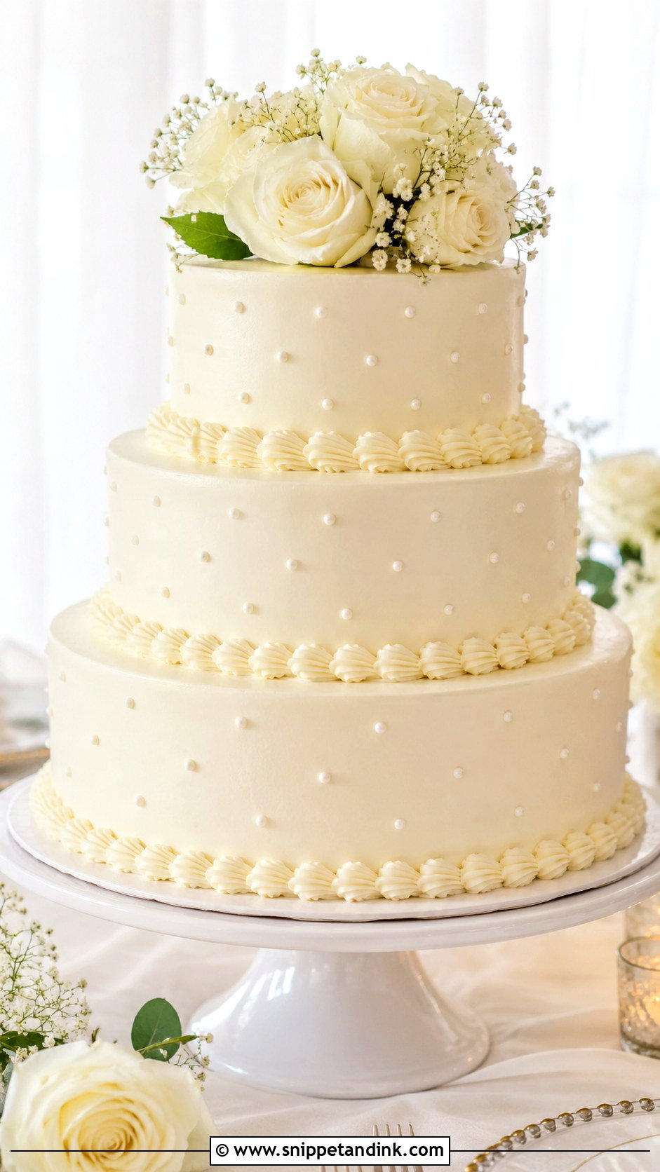 Wedding Cake With Simple Piping - Snippet and Ink - 25 Simple But Elegant Wedding Cakes