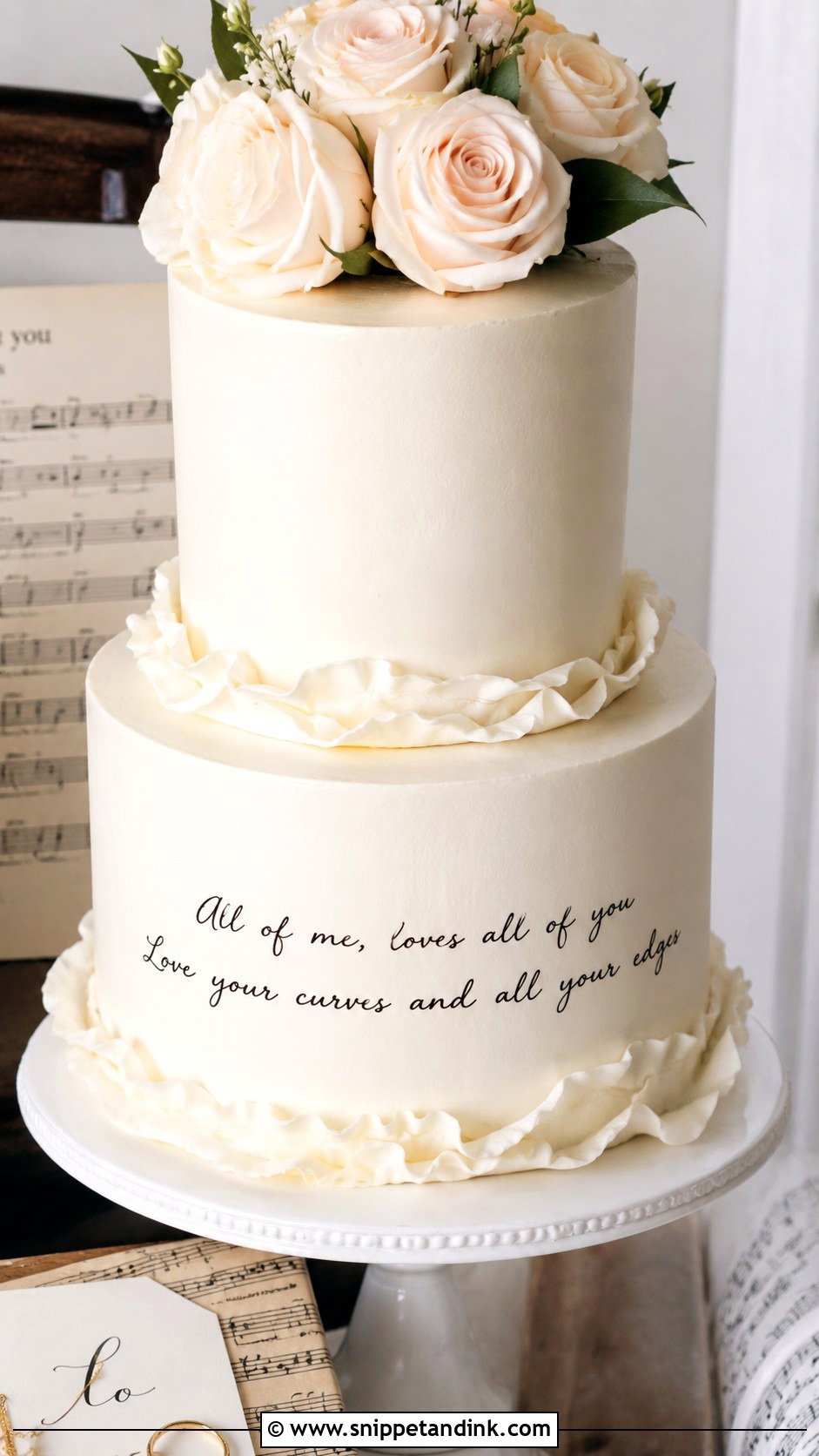 Wedding Cake With Song Lyrics - Snippet and Ink - 25 Wedding Cake Ideas with Writing