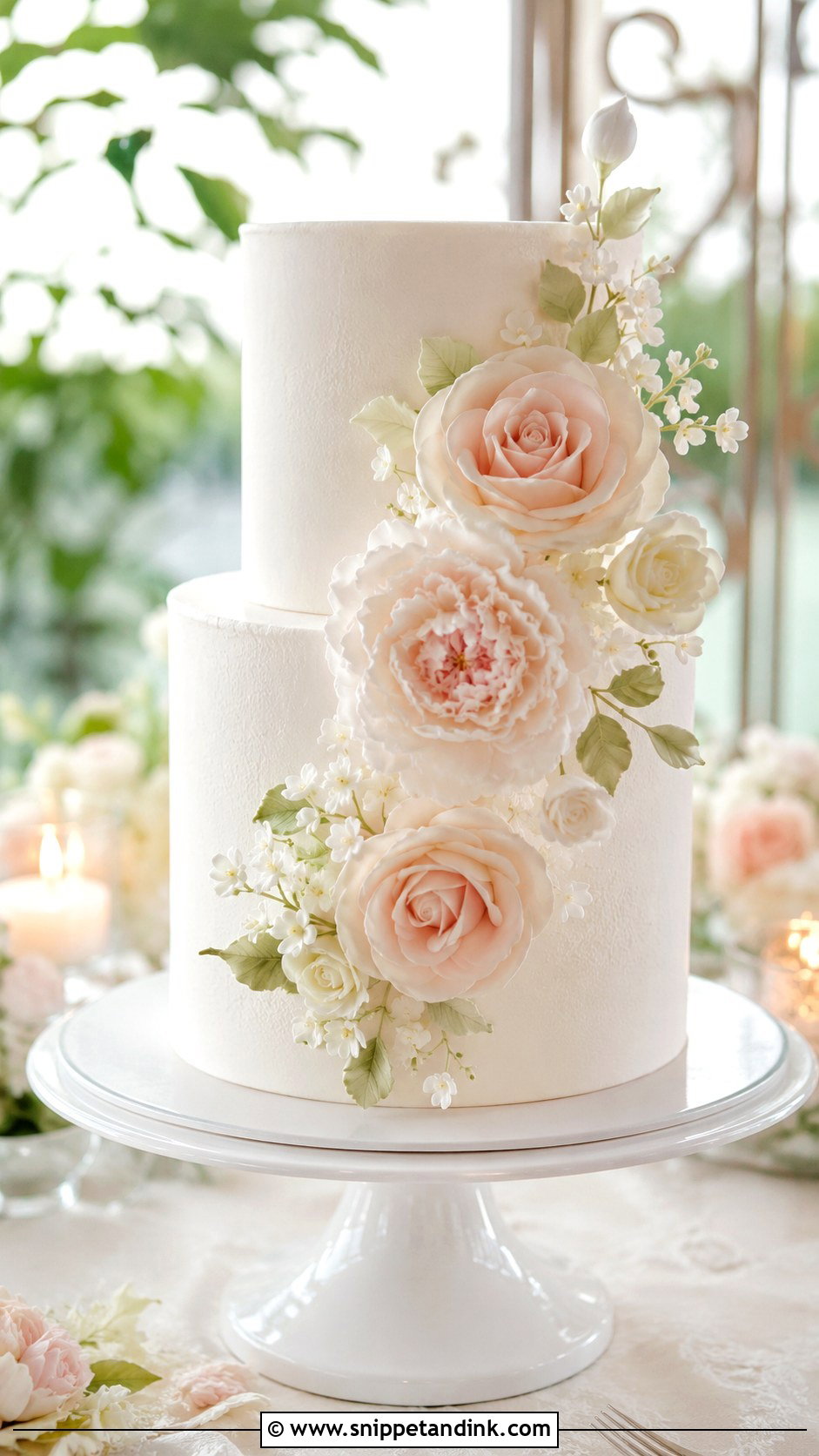 Wedding Cake With Sugar Flowers - Snippet and Ink - 20 Simple Beautiful Wedding Cakes