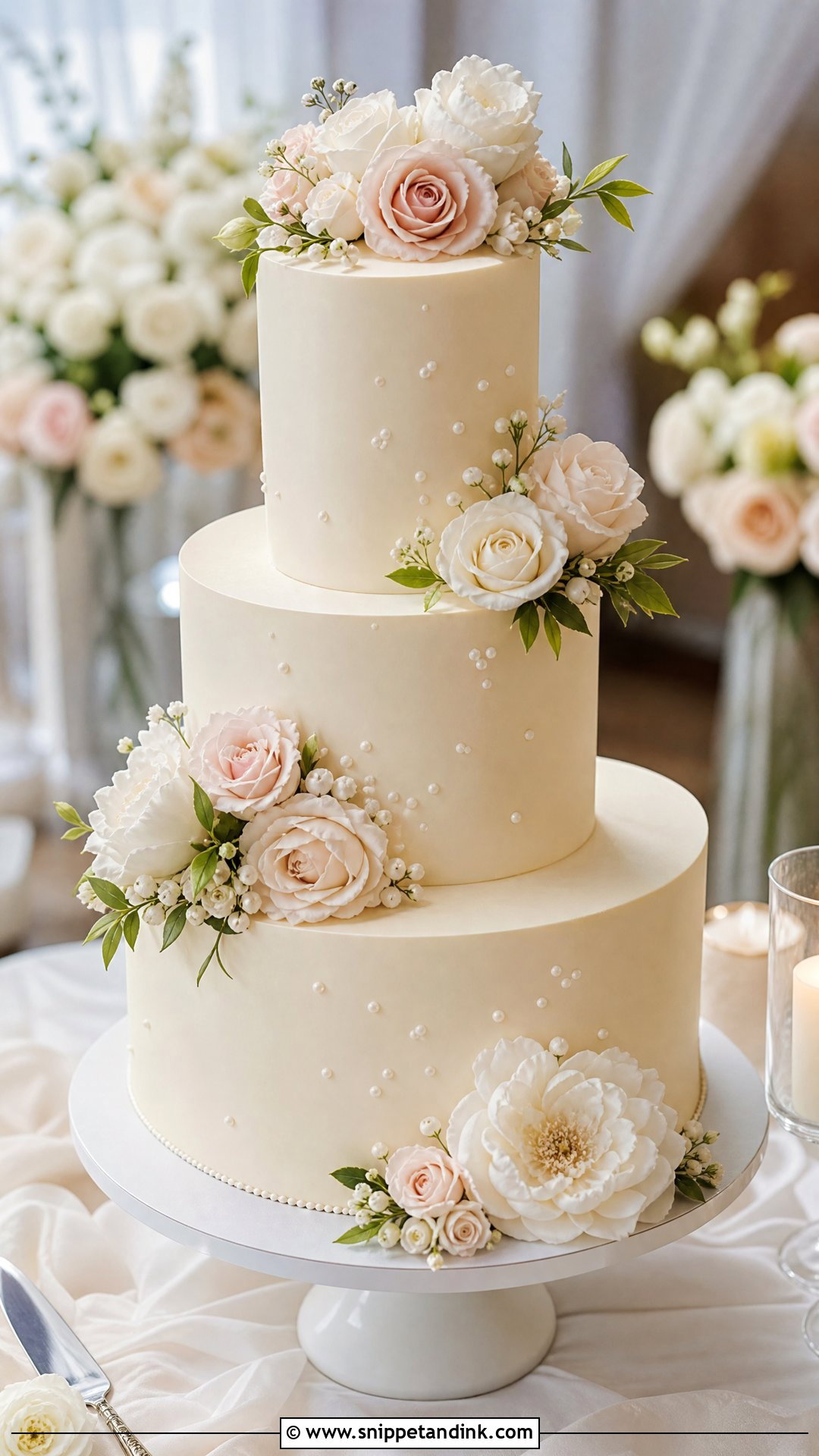 Wedding Cake With Sugar Flowers - Snippet and Ink - 20 Simple Elegant Wedding Cake Ideas