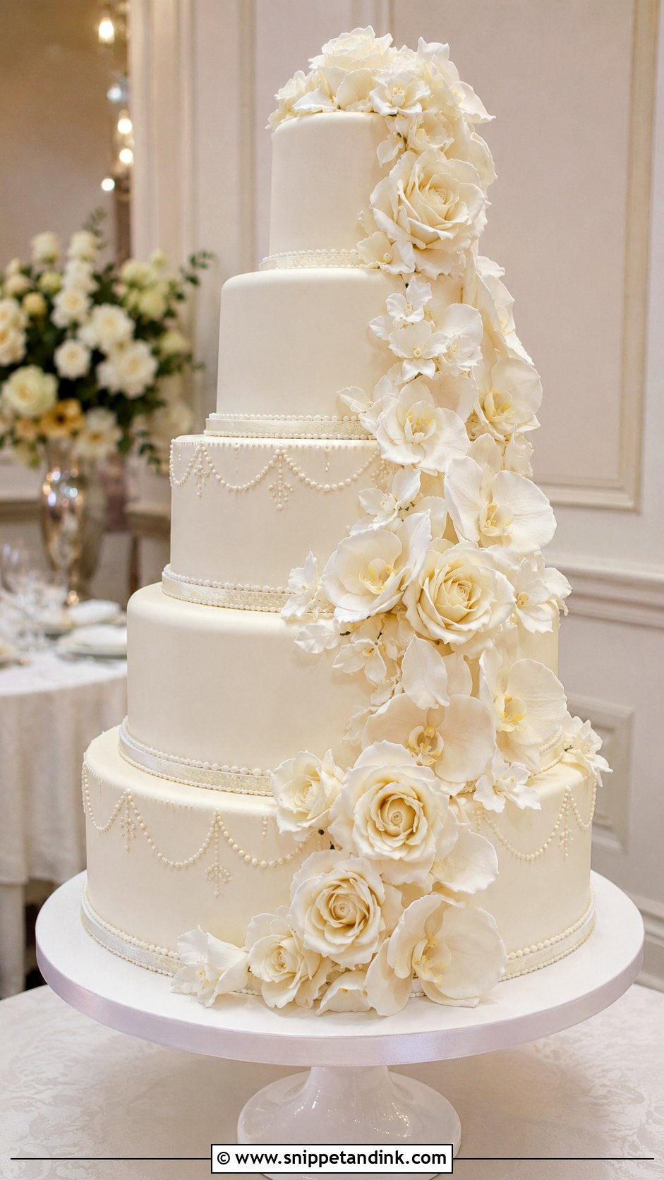 Wedding Cake With Sugar Flowers - Snippet and Ink - 20 Wedding Cakes for 200 Guests