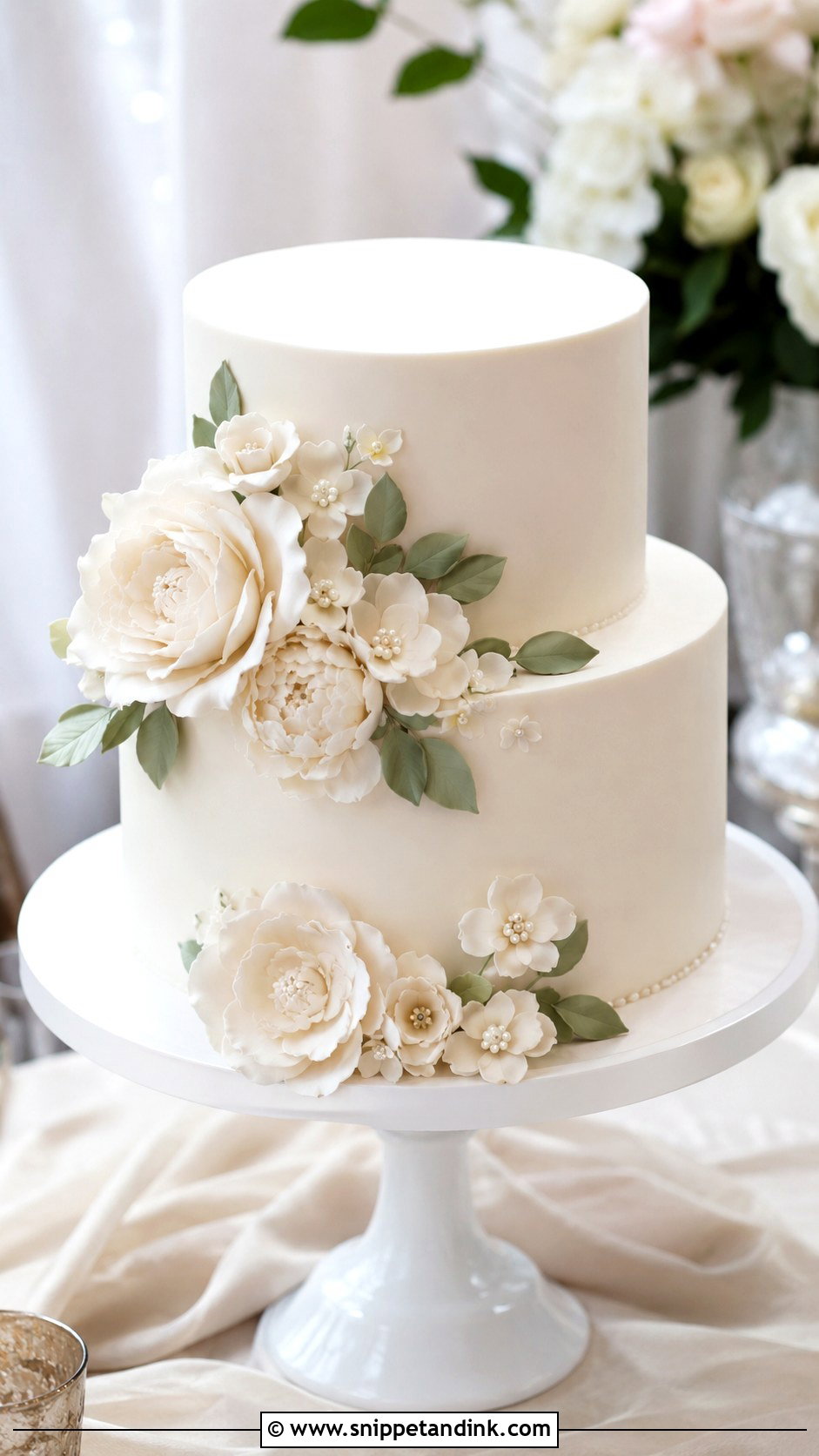 Wedding Cake With Sugar Flowers - Snippet and Ink - 25 Simple Wedding Cake Decoration Ideas