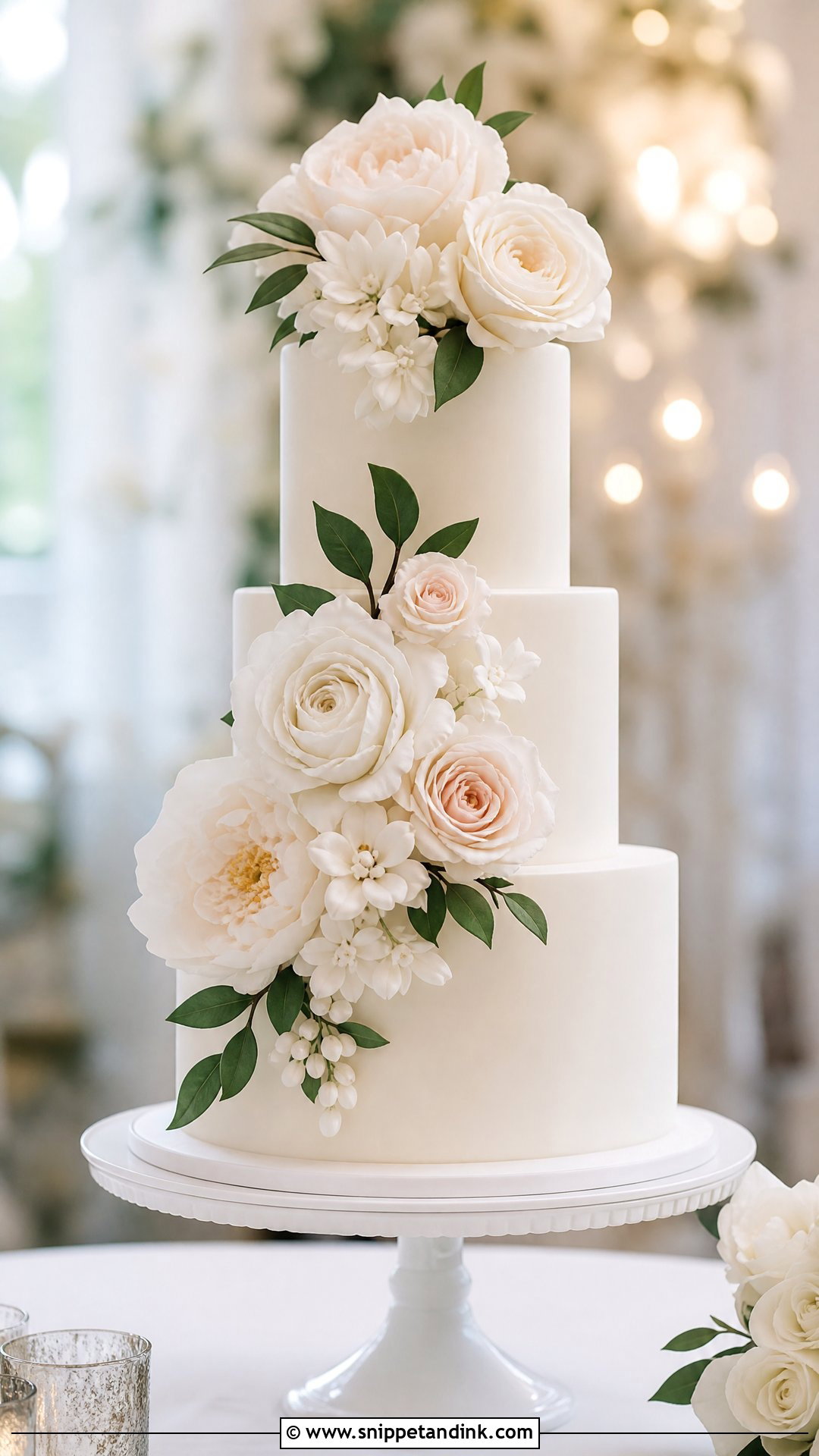 Wedding Cake With Sugar Flowers - Snippet and Ink - 25 Traditional Wedding Cake Ideas