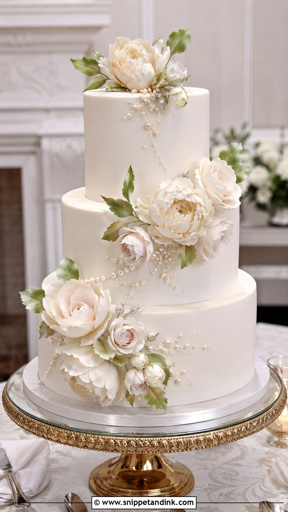 Wedding Cake With Sugar Flowers - Snippet and Ink - 20 Classic Wedding Cake Ideas