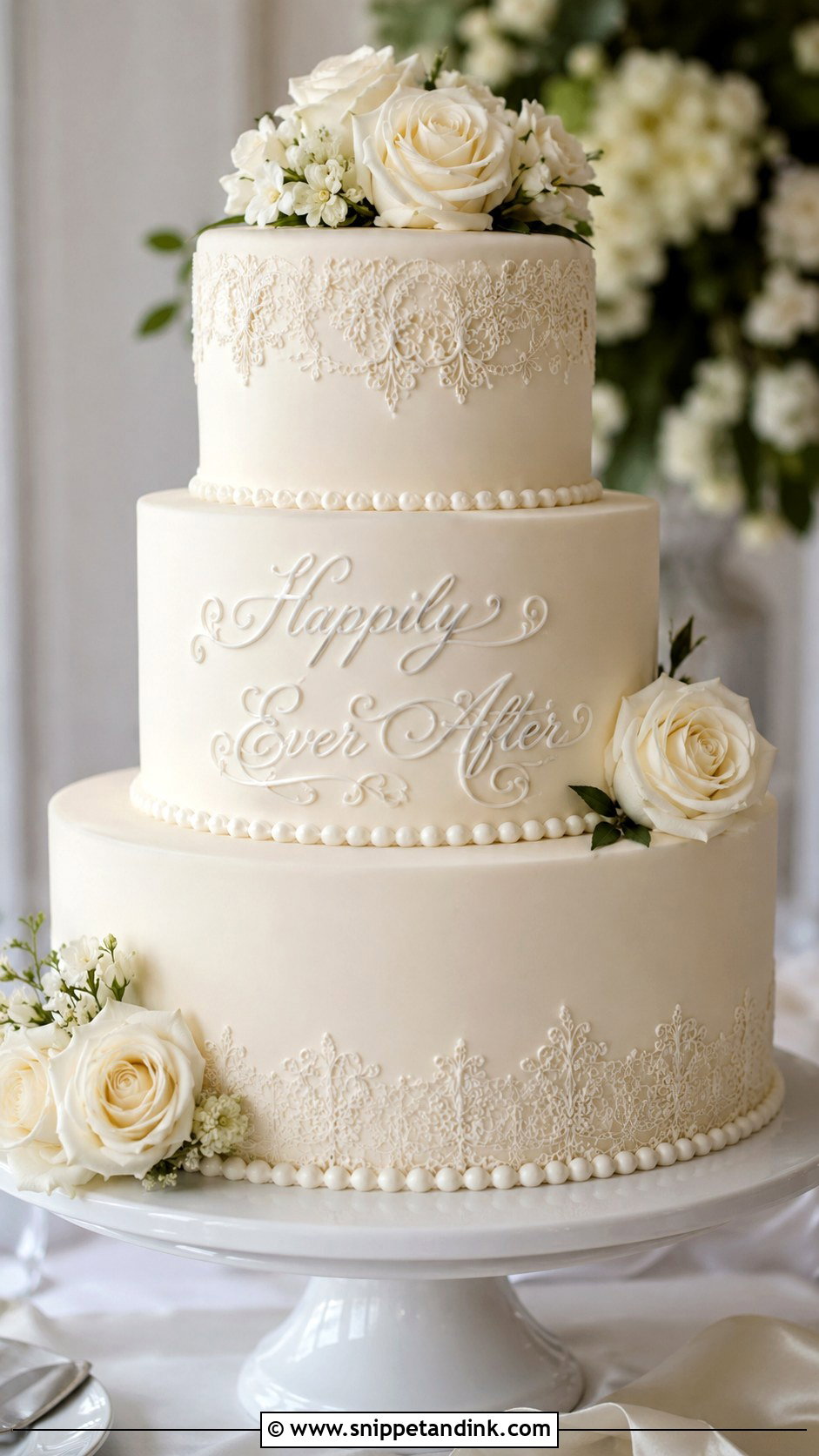 Wedding Cake With White Writing - Snippet and Ink - 25 Wedding Cake Ideas with Writing
