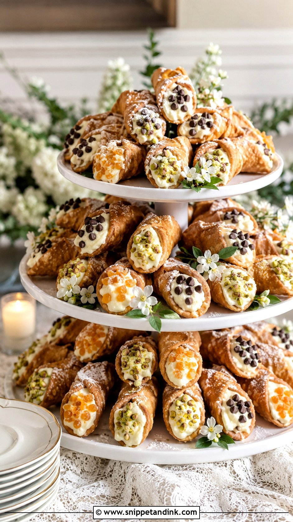 Wedding Cannoli Tower - Snippet and Ink - 25 Wedding Cake Replacement Ideas