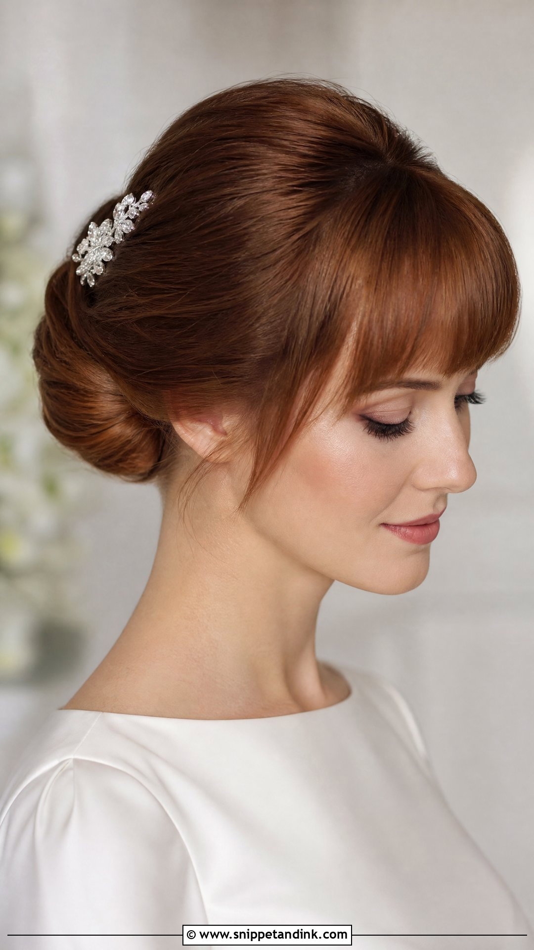 Wedding Chignon With Bangs - Snippet and Ink - 15 Bang Wedding Hairstyles