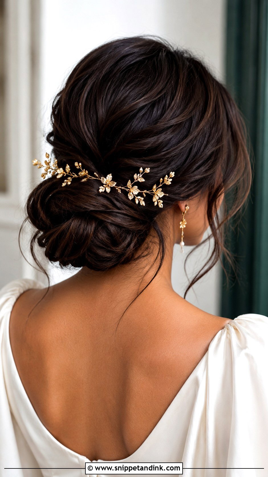 Wedding Chignon With Gold Hair Pins - Snippet and Ink - 15 Wedding Hair Accessories Headpieces