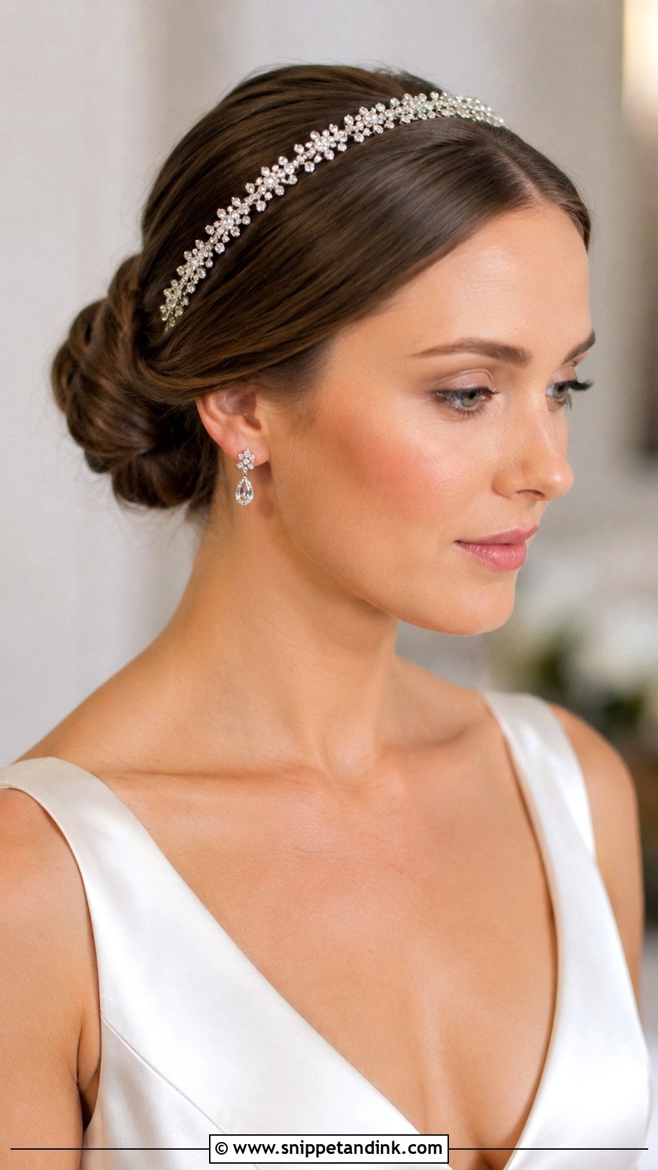 Wedding Chignon With Jeweled Headband - Snippet and Ink - 15 Wedding Hairstyle with Headband Ideas