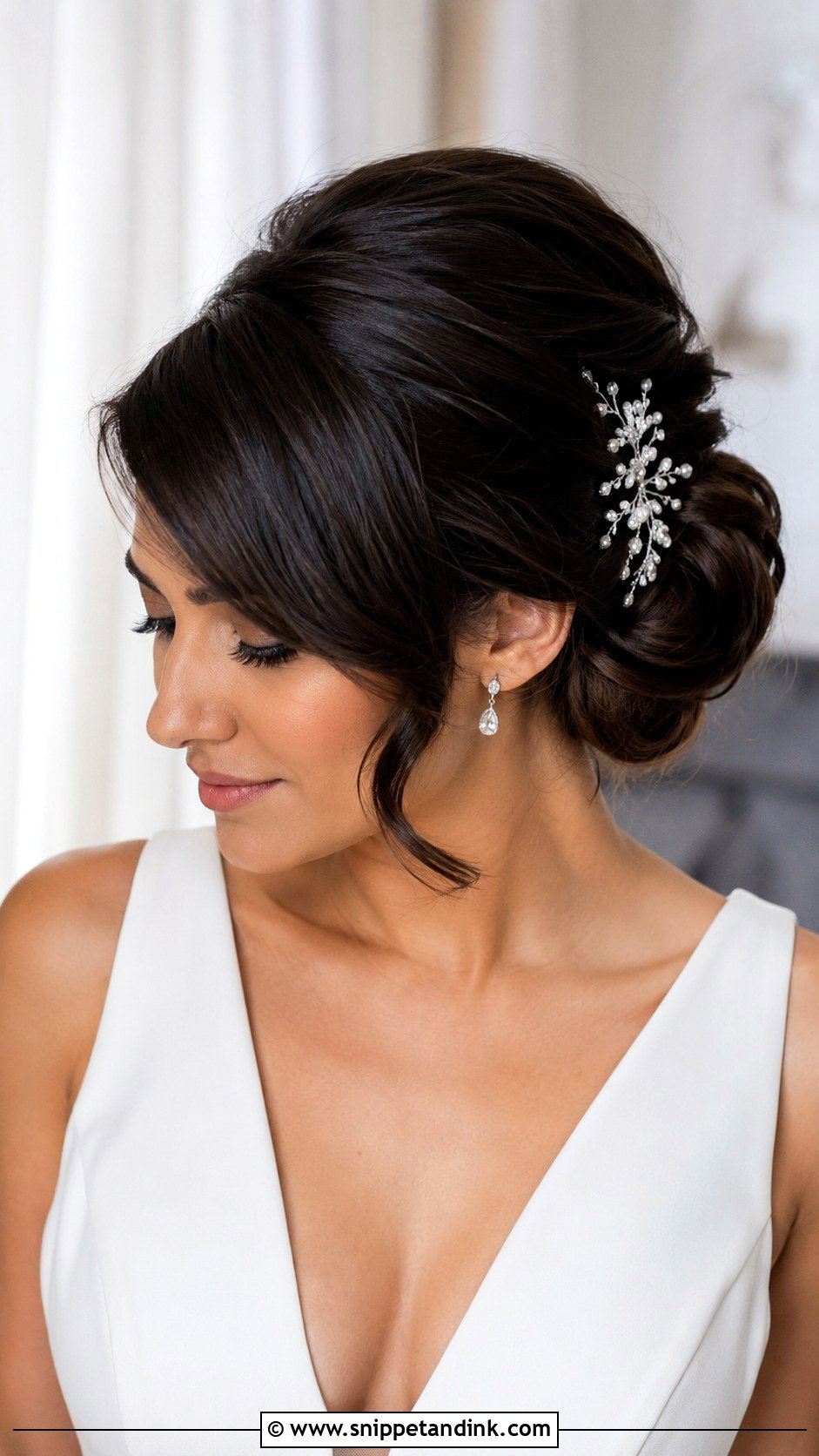 Wedding Chignon With Side Bangs - Snippet and Ink - 15 Wedding Hair Styles with Bangs