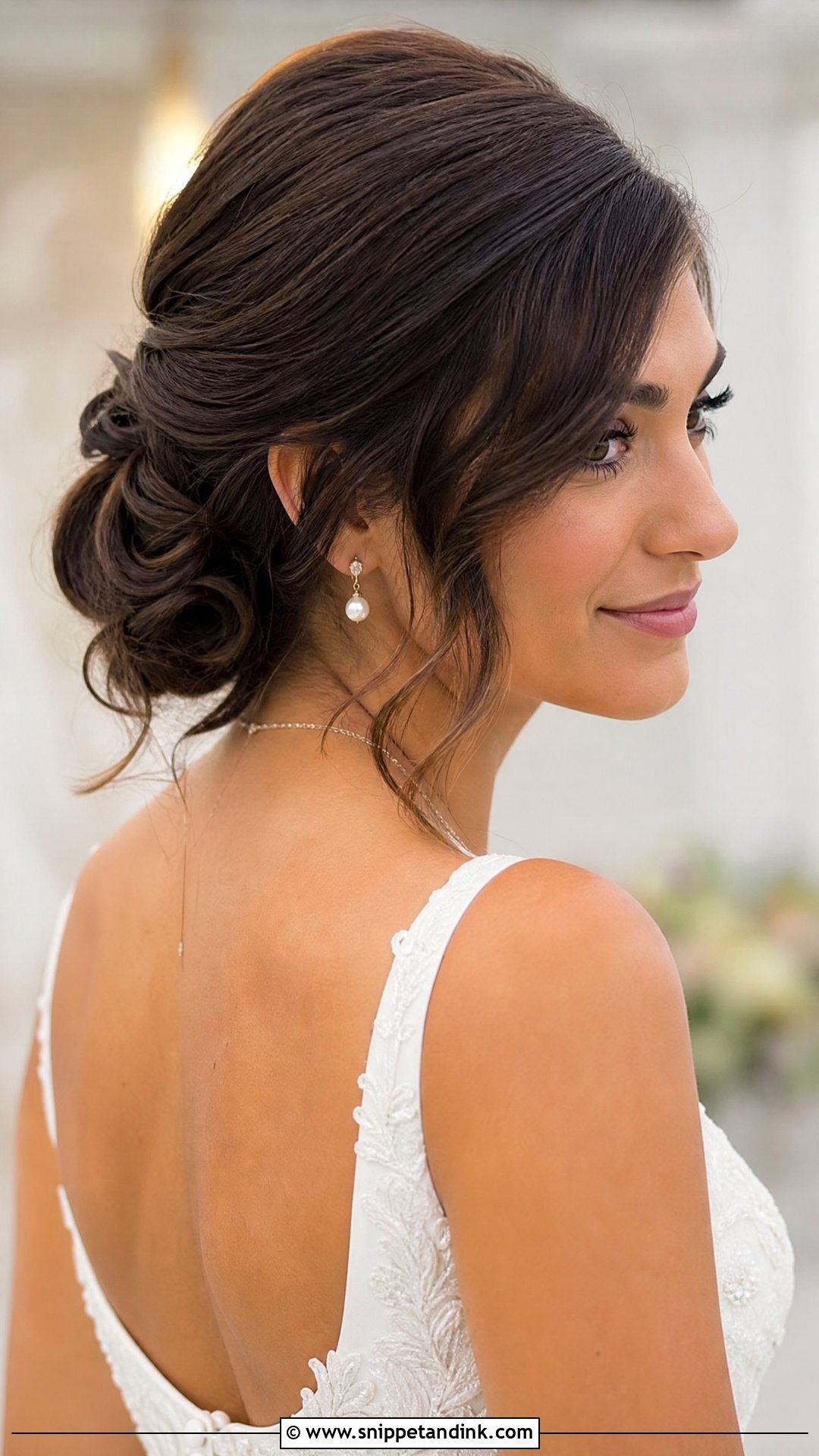 Wedding Chignon With Side Fringe - Snippet and Ink - 20 Wedding Hair Fringe Ideas