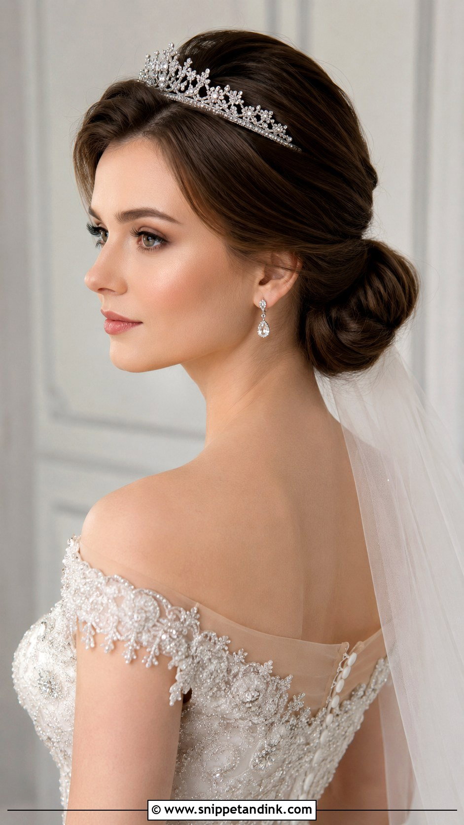 Wedding Chignon With Tiara - Snippet and Ink - 15 Wedding Hair with Accessories