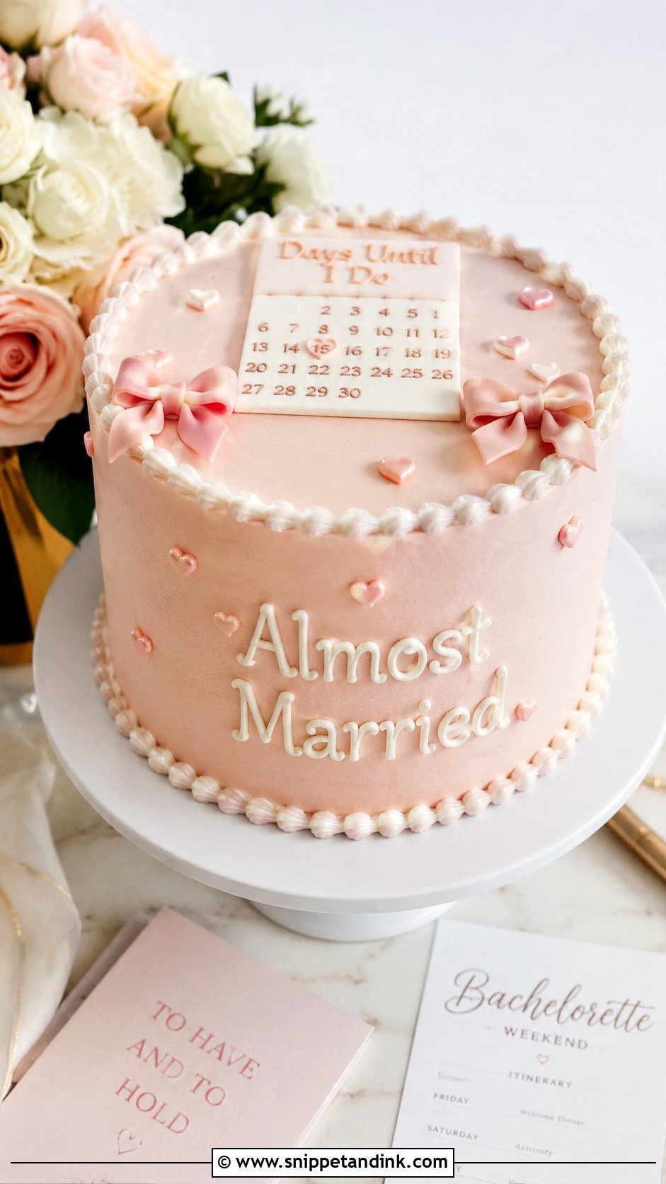 Wedding Countdown Bachelorette Cake - Snippet and Ink - 25 Let Them Eat Cake Bachelorette Ideas for Wedding