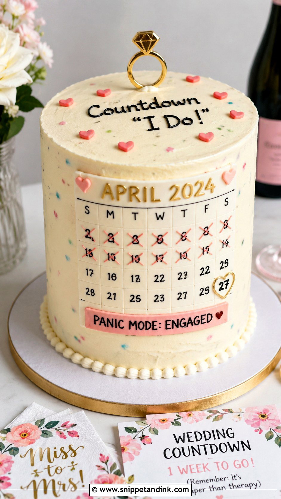 Wedding Countdown Cake - Snippet and Ink - 20 Funny Bachelorette Cake Ideas for Wedding