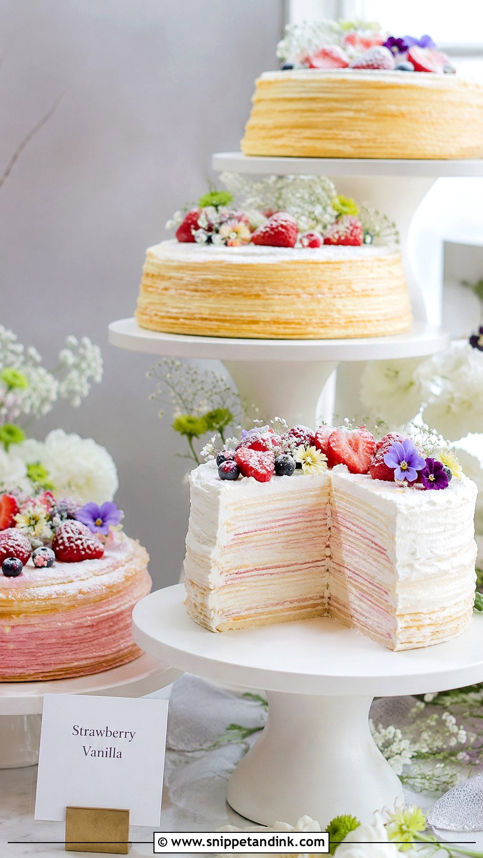 Wedding Crepe Cake Tower - Snippet and Ink - 20 Wedding Cake Tower Ideas