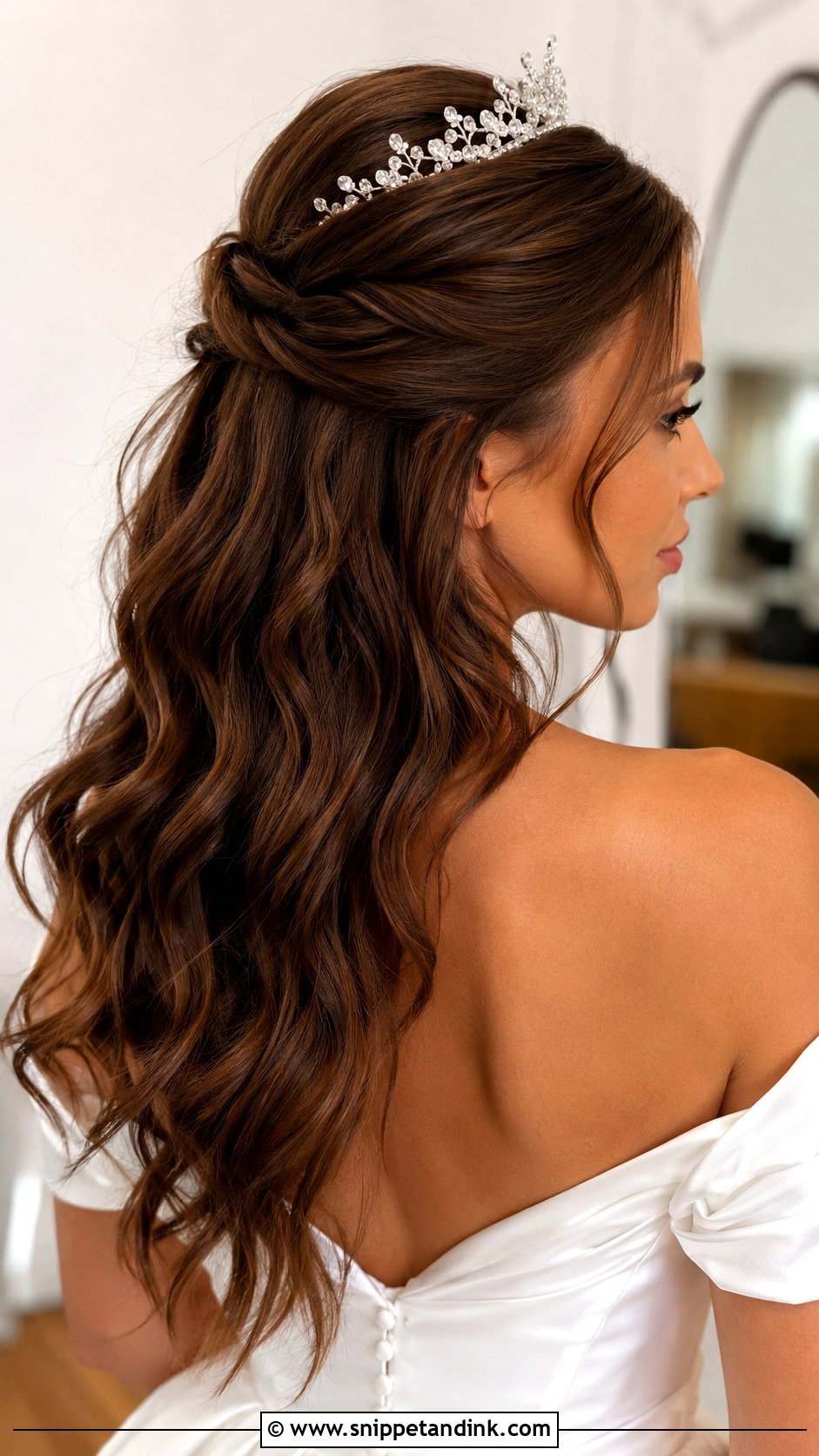 Wedding Crown Half Up Half Down Hair - Snippet and Ink - 15 Wedding Crown Hairstyles Brides
