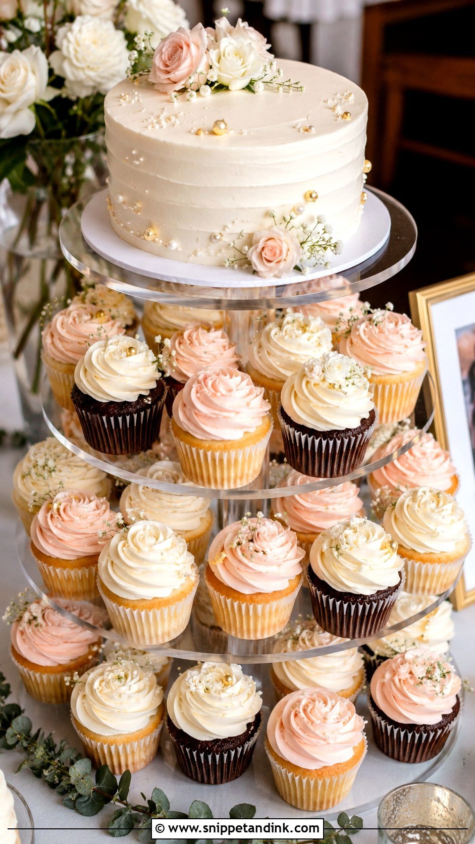 Wedding Cupcake Cake - Snippet and Ink - 20 Wedding Cake at Home Ideas