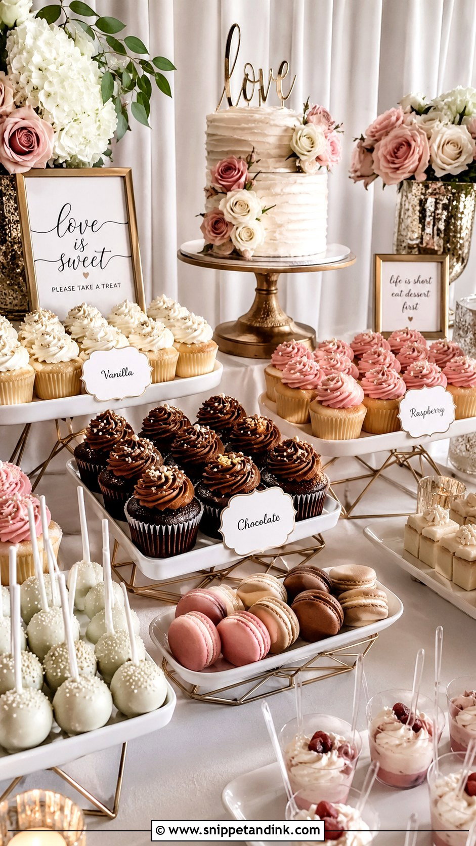 Wedding Cupcake Dessert Table - Snippet and Ink - 20 Wedding Cake Cupcakes Display Ideas