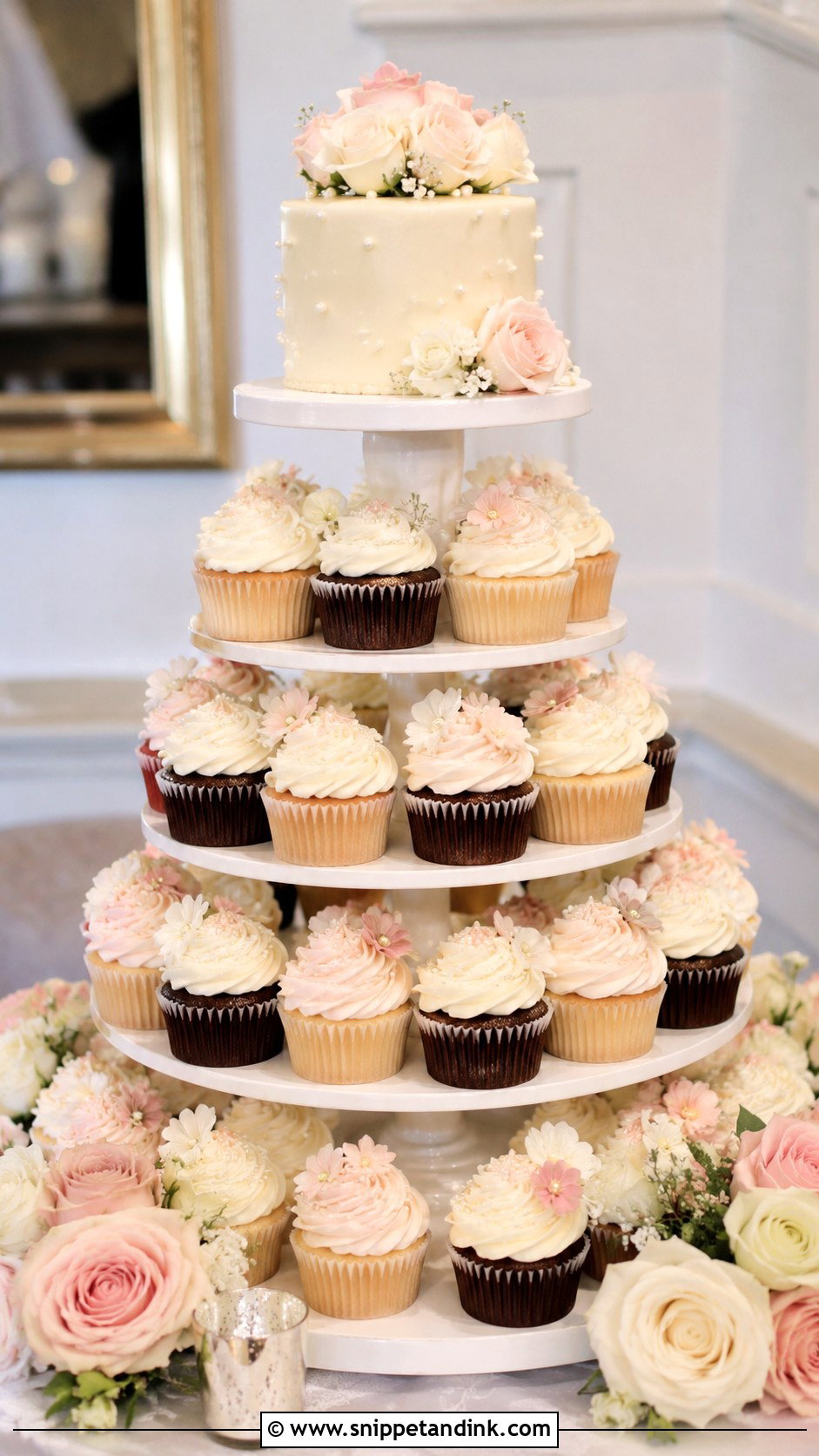 Wedding Cupcake Tower - Snippet and Ink - 20 Wedding Cake Tower Ideas