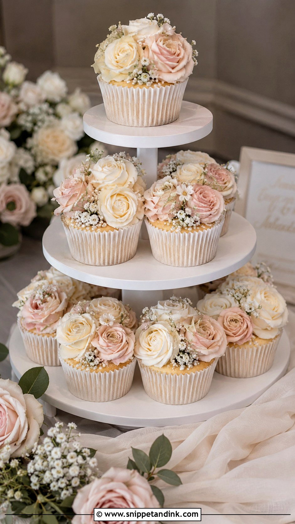 Wedding Cupcake Tower - Snippet and Ink - 20 Wedding Themed Desserts