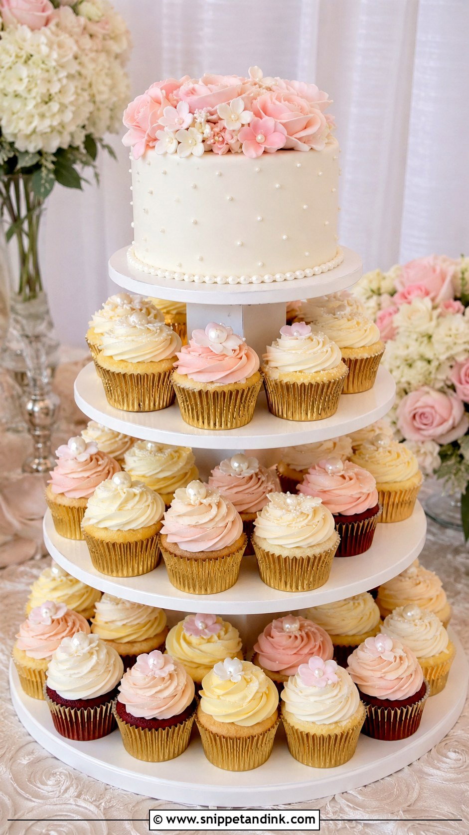 Wedding Cupcake Tower - Snippet and Ink - 25 Cake and Cupcakes Ideas for Wedding