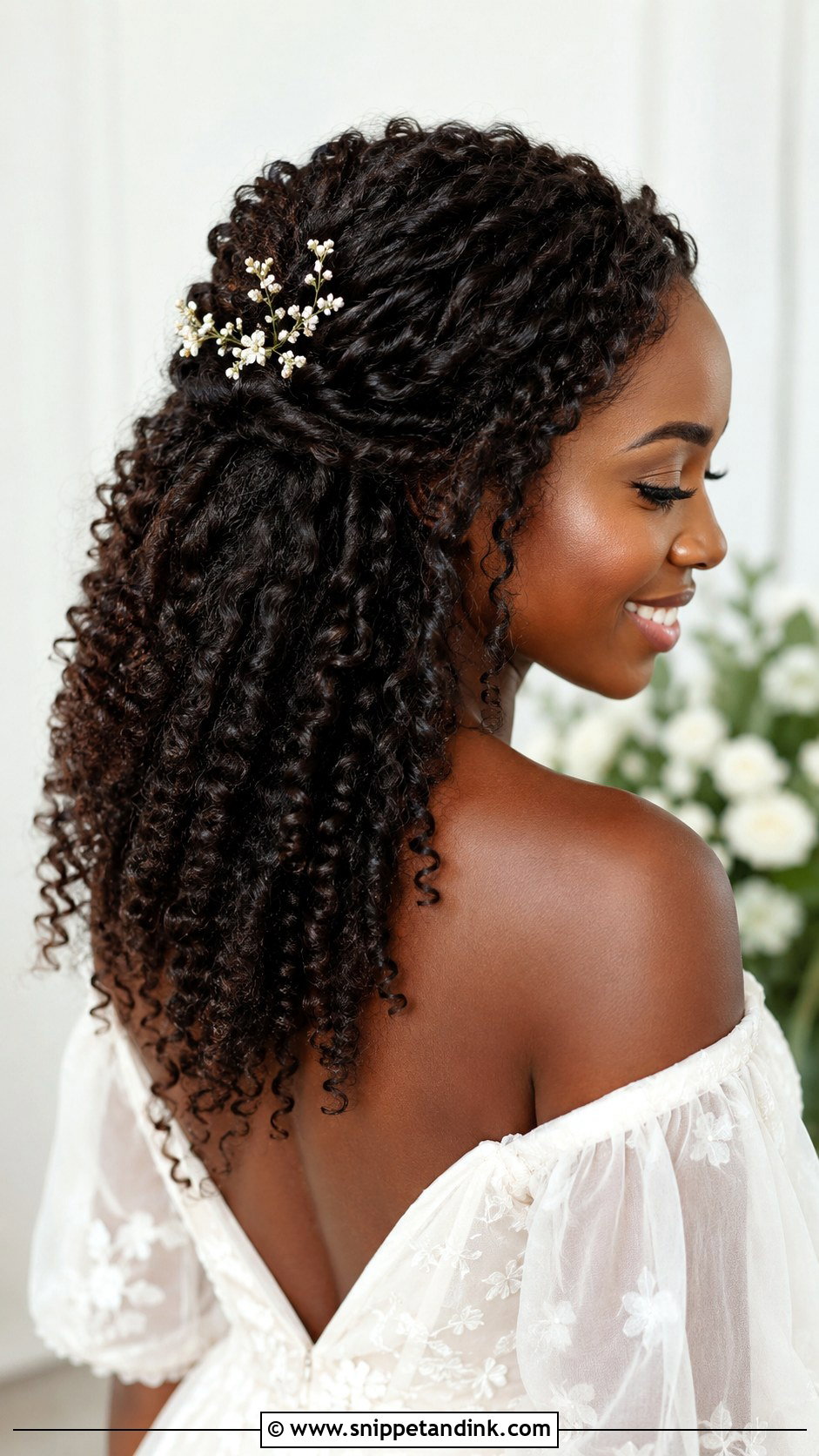 Wedding Curly Hair With Flower Pins - Snippet and Ink - 15 Wedding Hair with Accessories