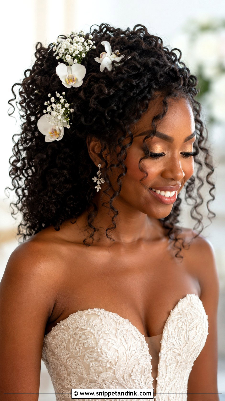 Wedding Curly Hair With Flowers - Snippet and Ink - 15 Wedding Hairstyle with Flowers