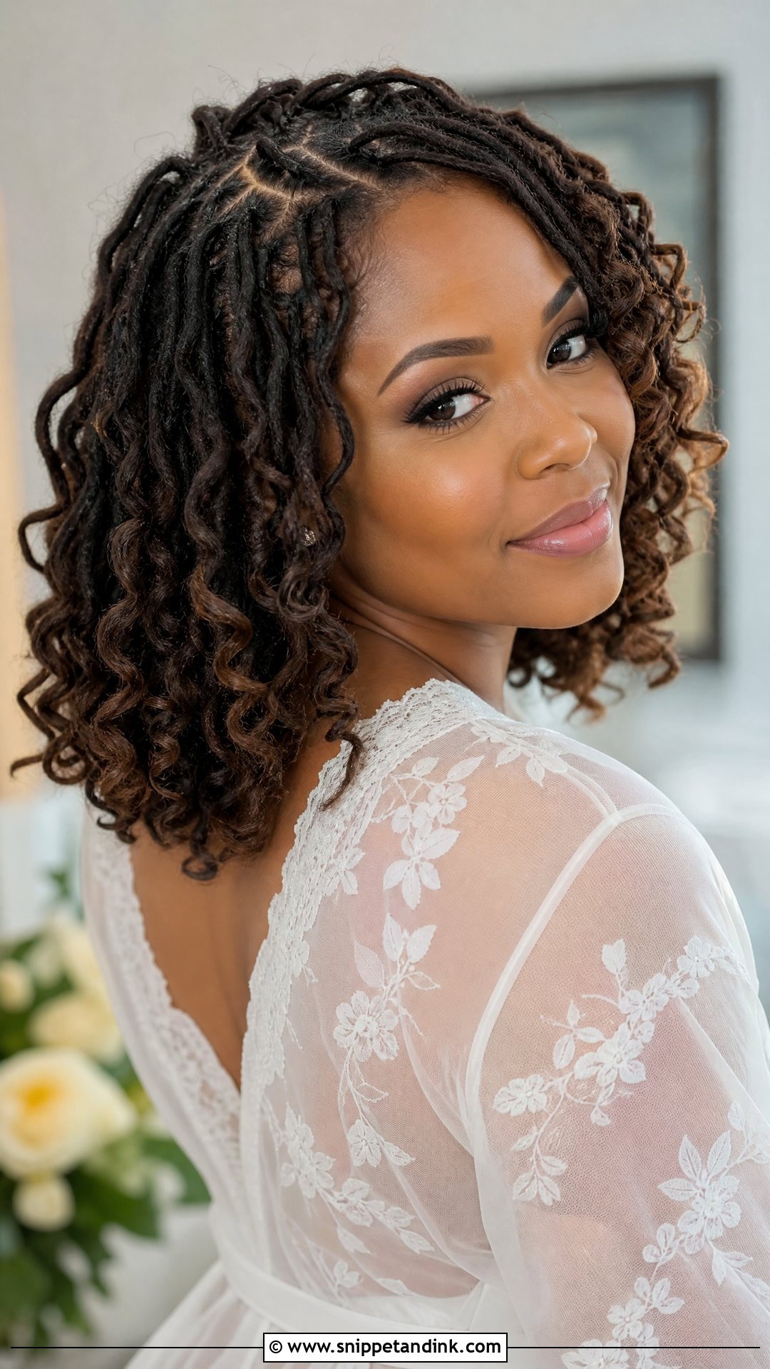 Wedding Curly Locs - Snippet and Ink - 20 Wedding Loc Styles for Women