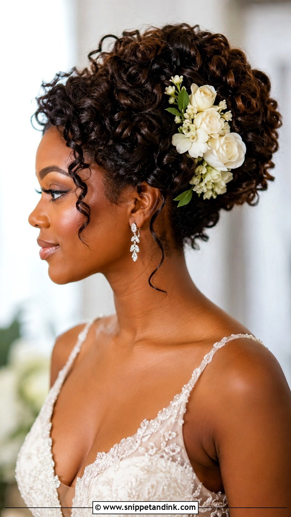 Wedding Curly Updo With Flowers - Snippet and Ink - 15 Wedding Hairstyle Flowers
