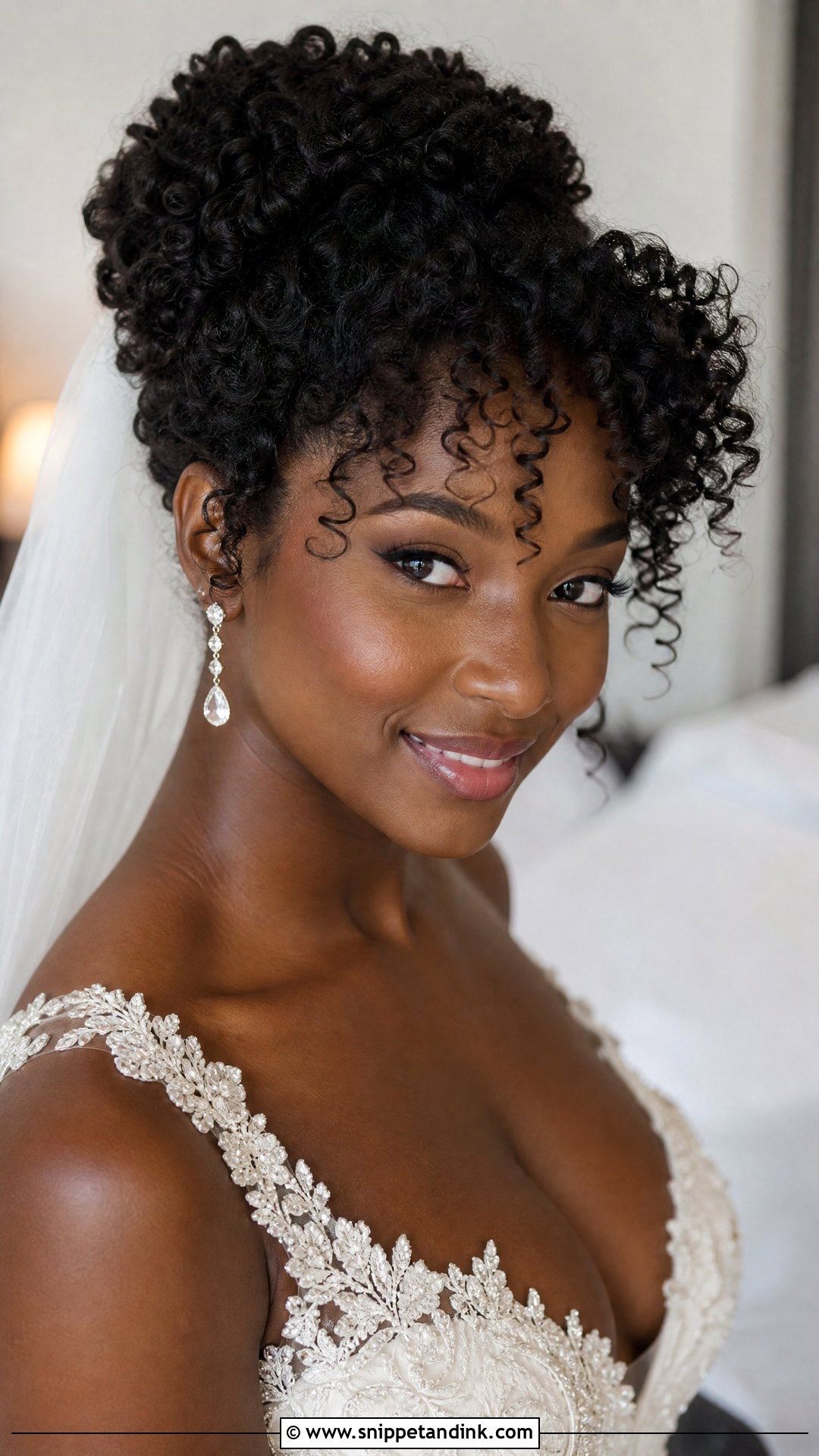 Wedding Curly Updo With Fringe - Snippet and Ink - 20 Wedding Hair Fringe Ideas