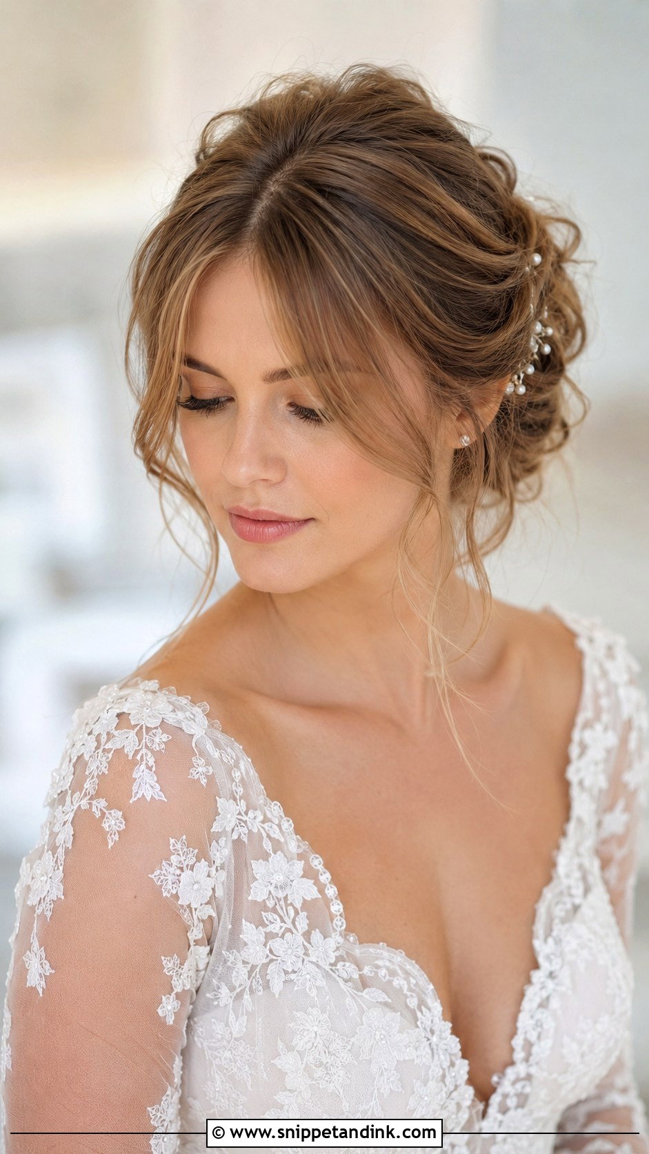 Wedding Curtain Bangs Updo - Snippet and Ink - 15 Wedding Hairstyle Front Look Ideas