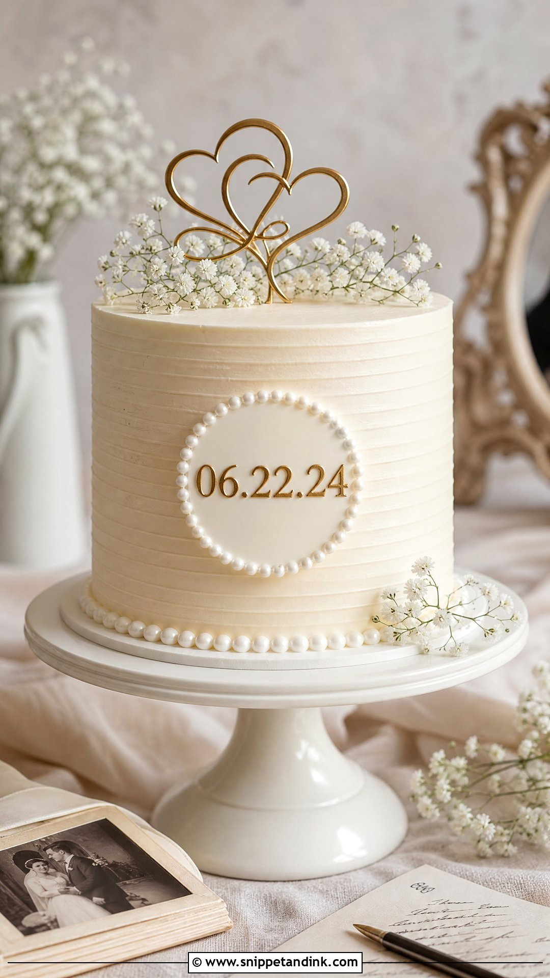 Wedding Date Anniversary Cake - Snippet and Ink - 30 Couple Anniversary Cake Ideas