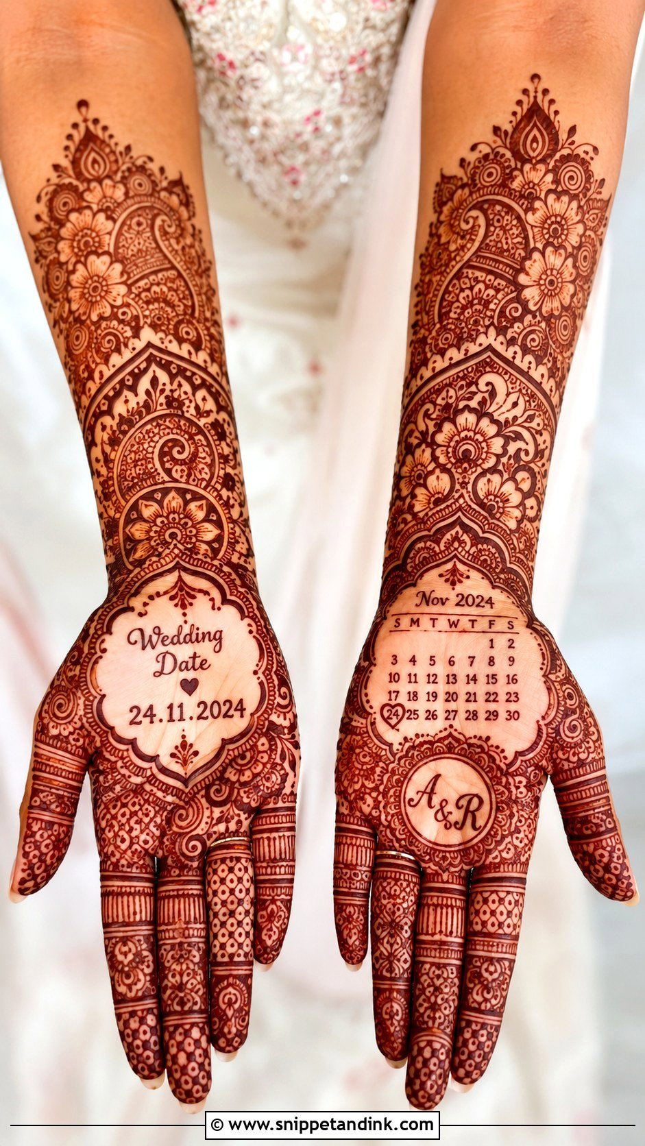 Wedding Date Bridal Mehndi Design - Snippet and Ink - 35 Unique Bridal Mehndi Designs