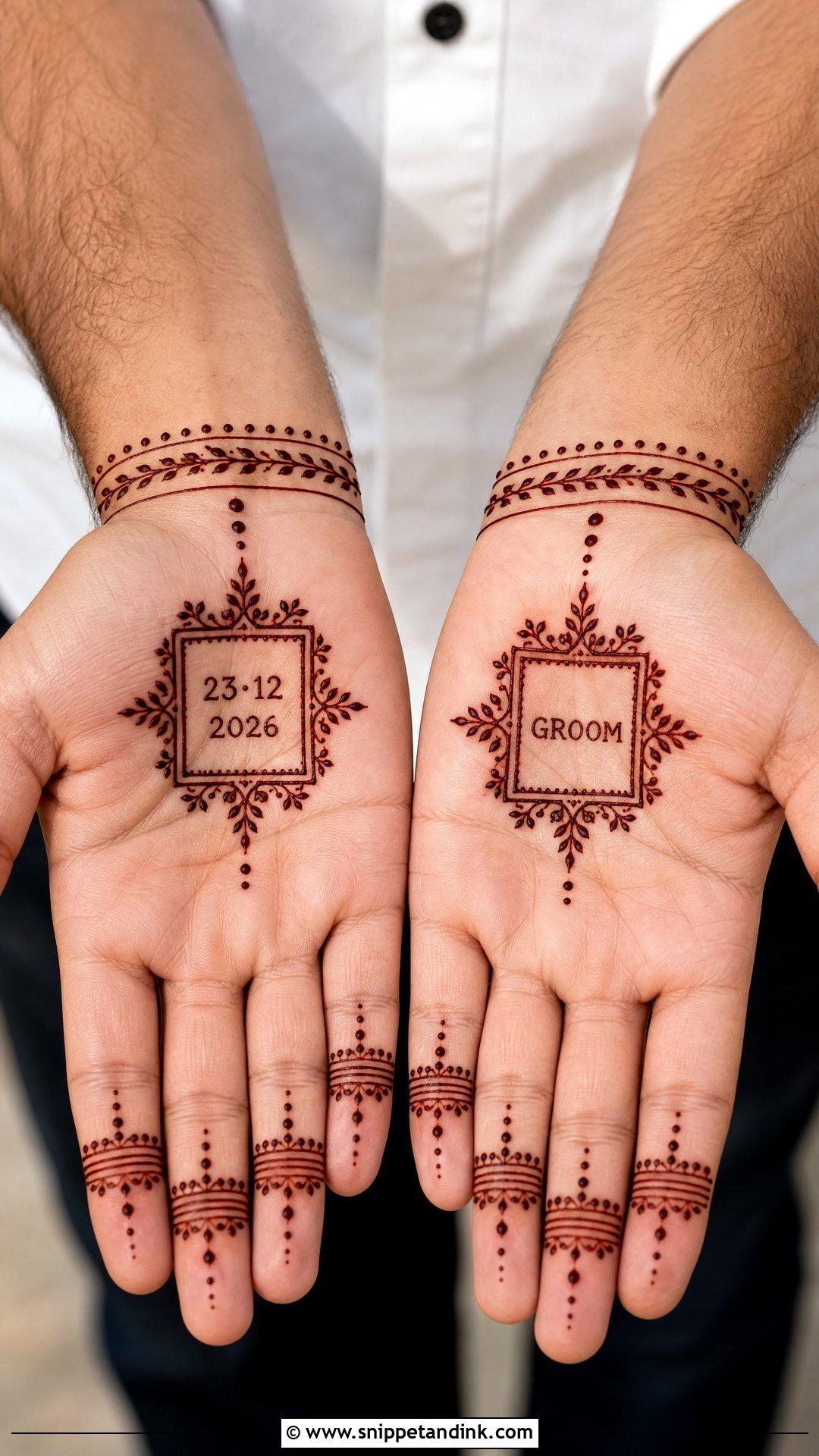 Wedding Date Groom Mehndi Design - Snippet and Ink - 25 Simple Groom Mehndi Design for Men Ideas
