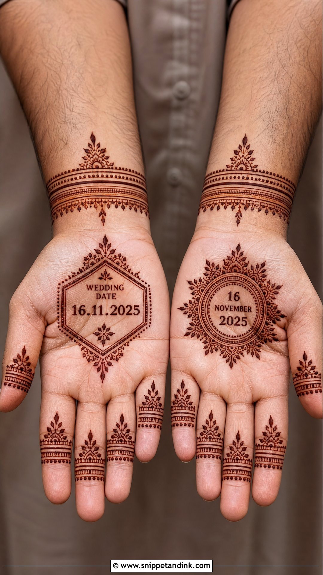 Wedding Date Groom Mehndi Design - Snippet and Ink - 20 Grooms Mehndi Design Ideas