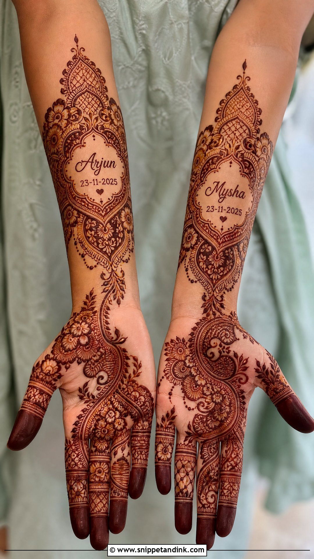 Wedding Date Name Mehndi Design - Snippet and Ink - 20 Bridal Name Mehndi Designs