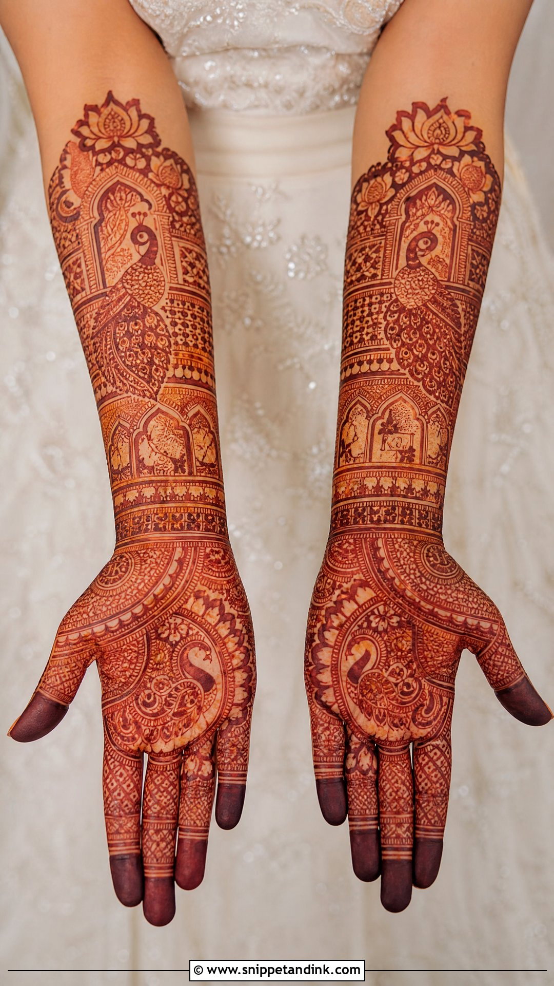 Wedding Day Bridal Front Hand Mehndi Design - Snippet and Ink - 25 Bridal Front Hand Mehndi Designs