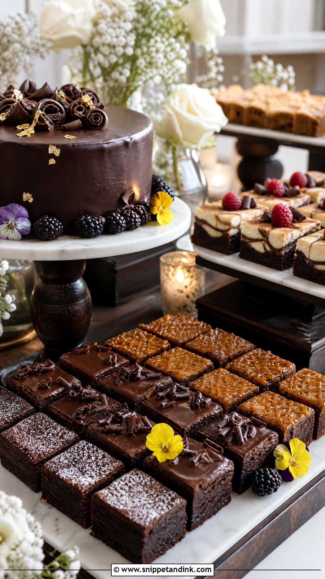 Wedding Dessert Bar With Brownies - Snippet and Ink - 20 Wedding Dessert Bar Ideas