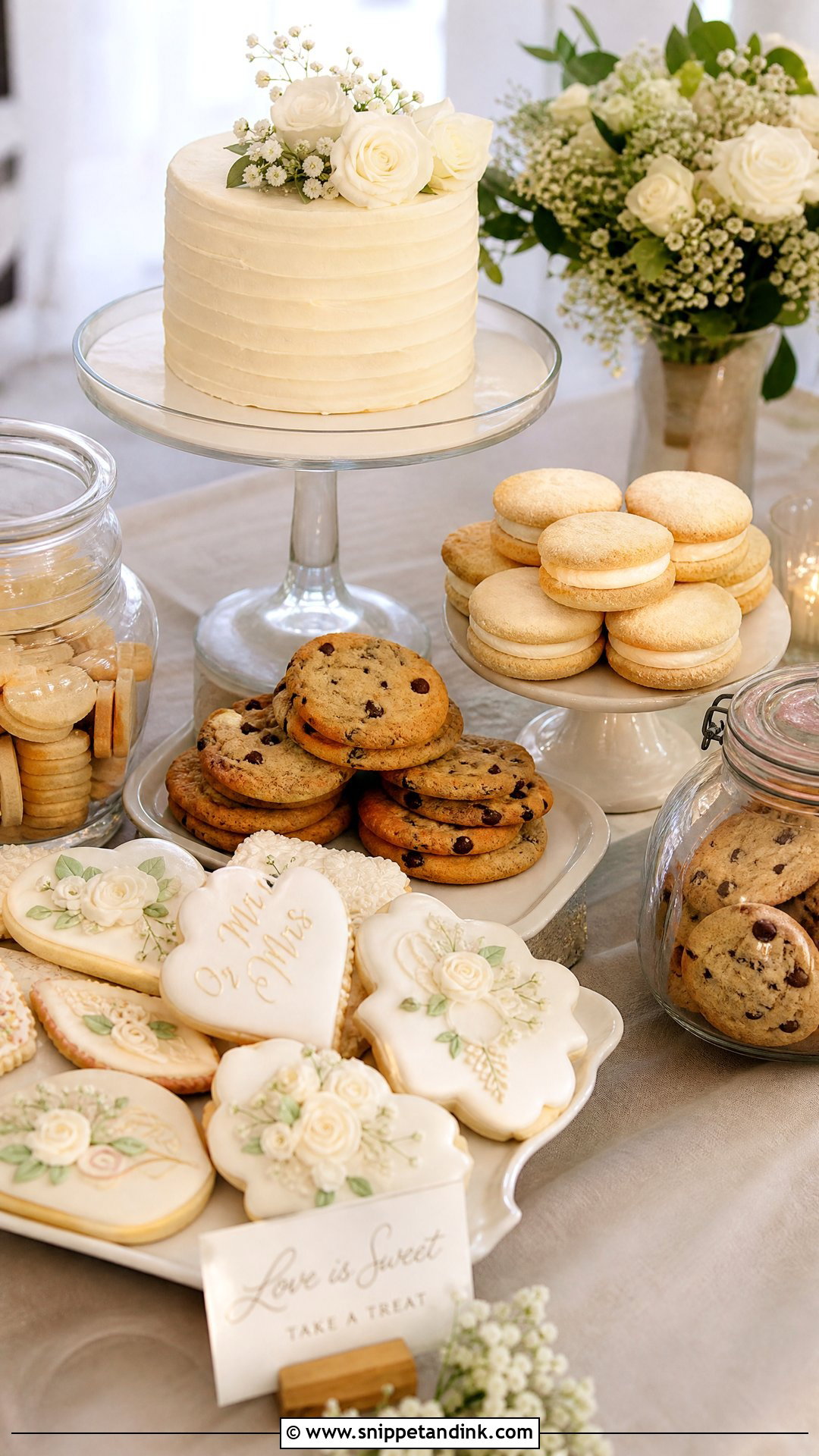 Wedding Dessert Bar With Cookies - Snippet and Ink - 20 Wedding Dessert Bar Ideas