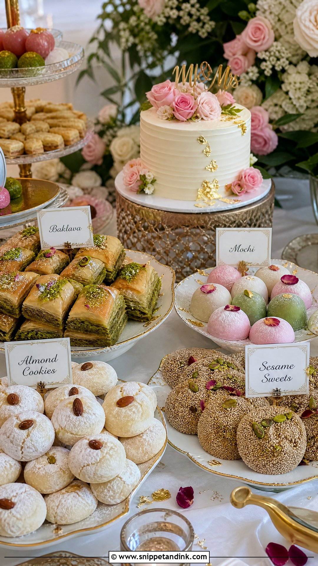 Wedding Dessert Bar With Cultural Sweets - Snippet and Ink - 20 Wedding Dessert Bar Ideas