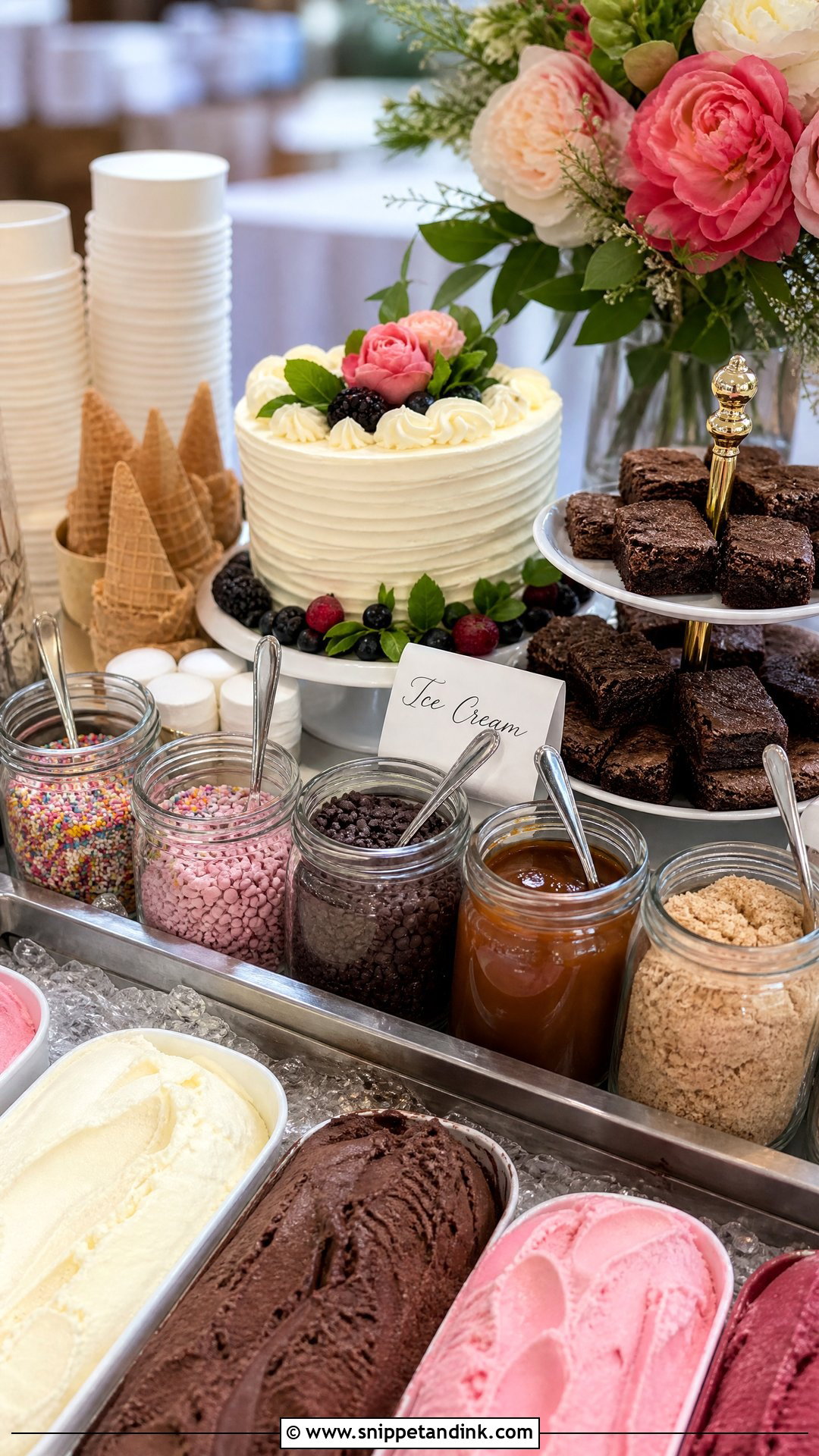 Wedding Dessert Bar With Ice Cream - Snippet and Ink - 20 Wedding Dessert Bar Ideas